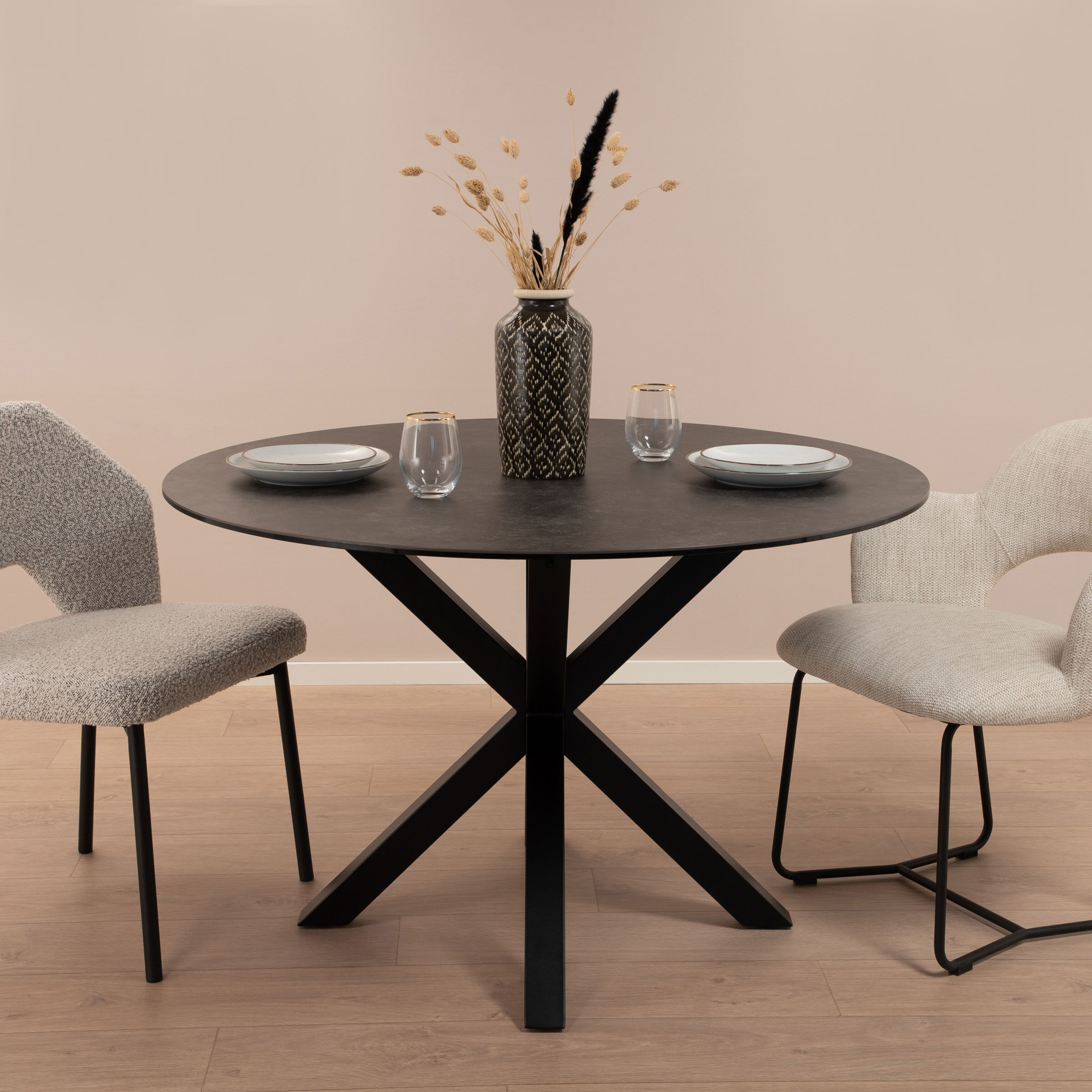 Sohome Ronde Eettafel Parker Keramiek 120cm - zwart - 5713941245731