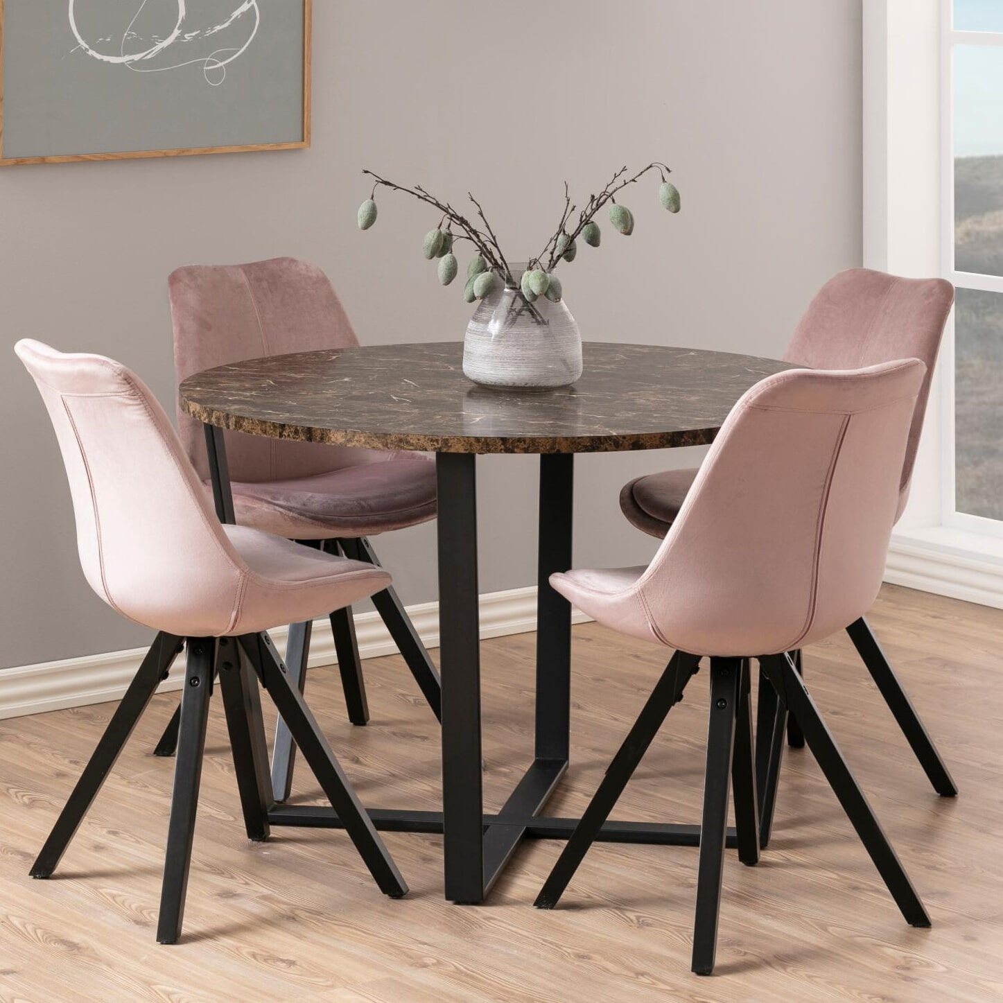 Bendt Ronde Eettafel Per Ø110cm Marmerlook - Bruin - 5713941096340