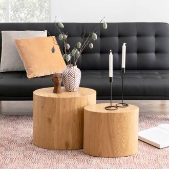 Bendt Salontafel Petrine Eiken-look, Set van 2 stuks - Hout - Rond - 5713941065278
