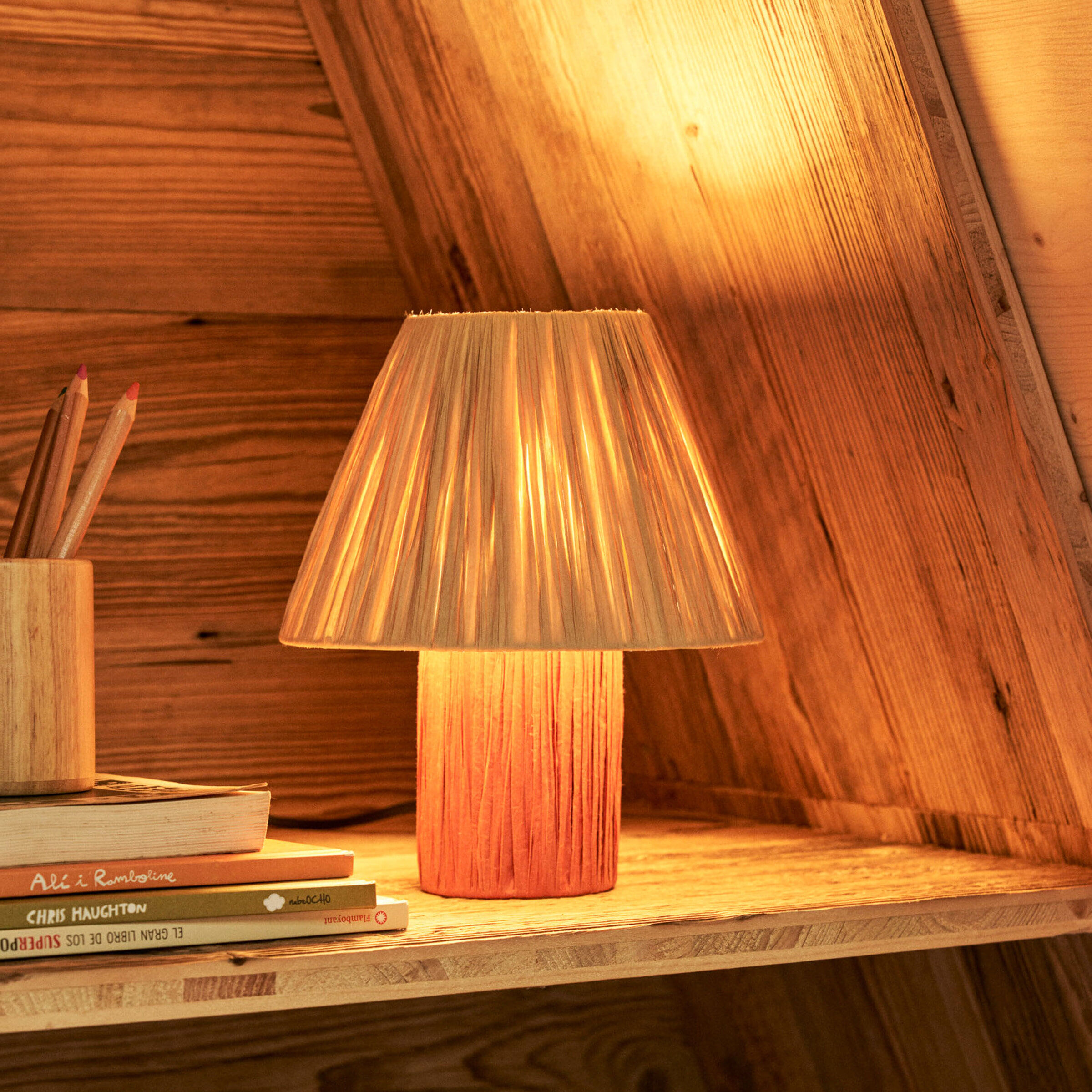 Kave Home Tafellamp Pulmi Raffia, 25cm hoog - Naturel - 8433840874869