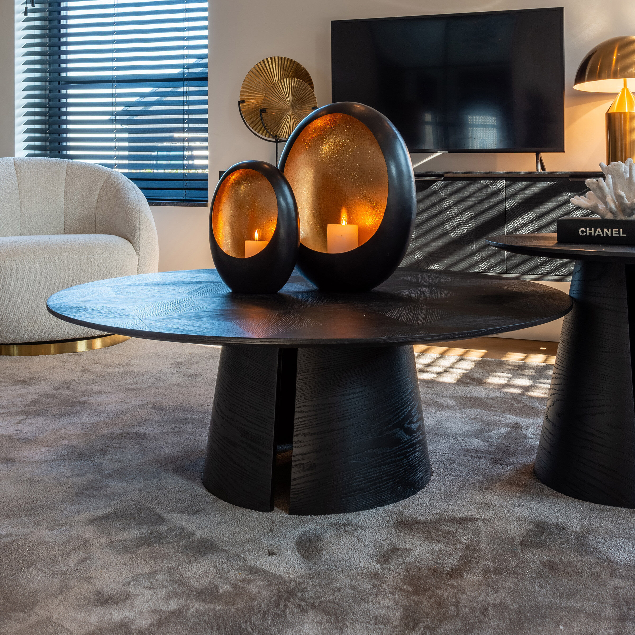 Richmond Ronde Salontafel Blax Ø110cm, Eikenhout - zwart - 8720621605515