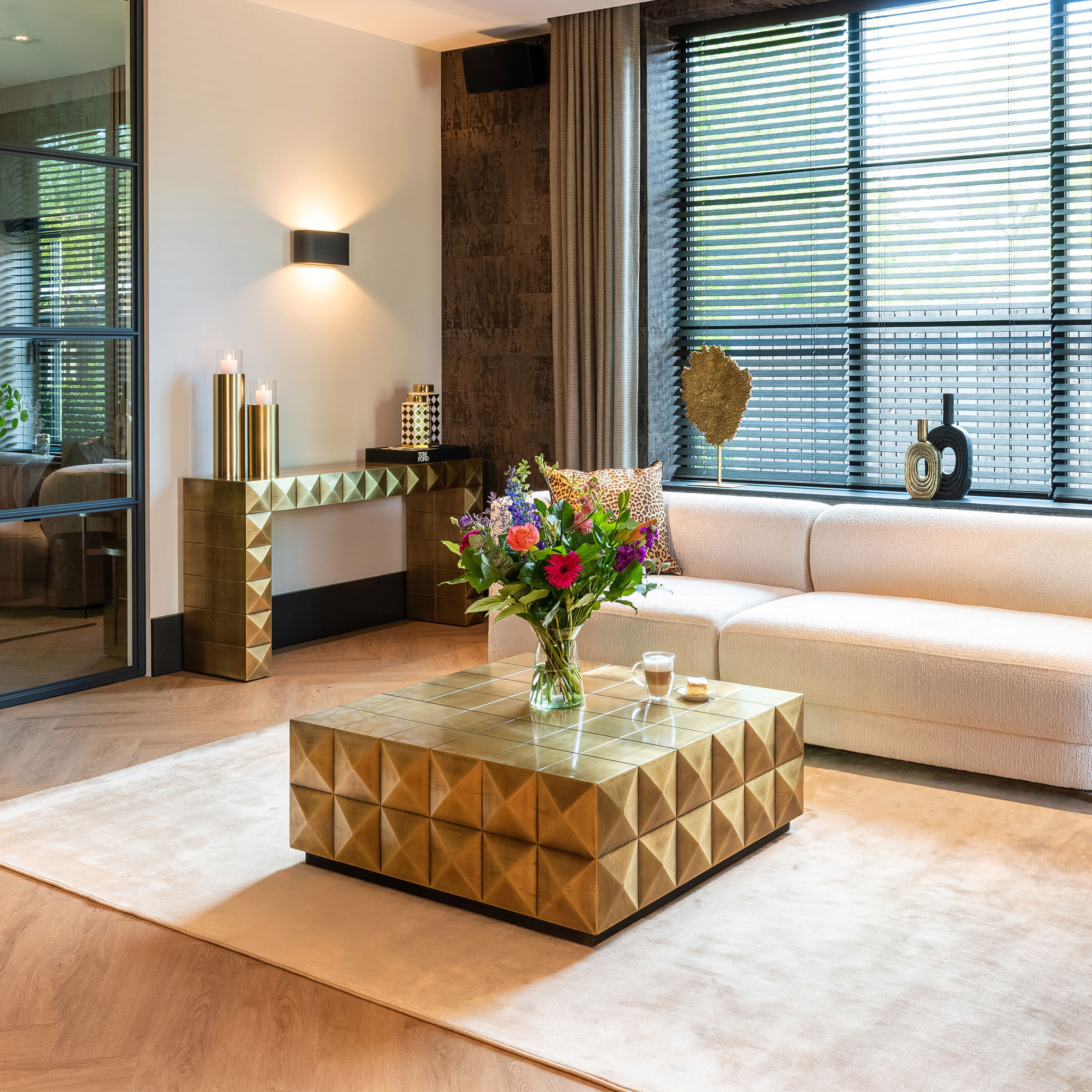 Richmond Salontafel Collada 90cm - Brushed Gold - Vierkant - 8720621692119