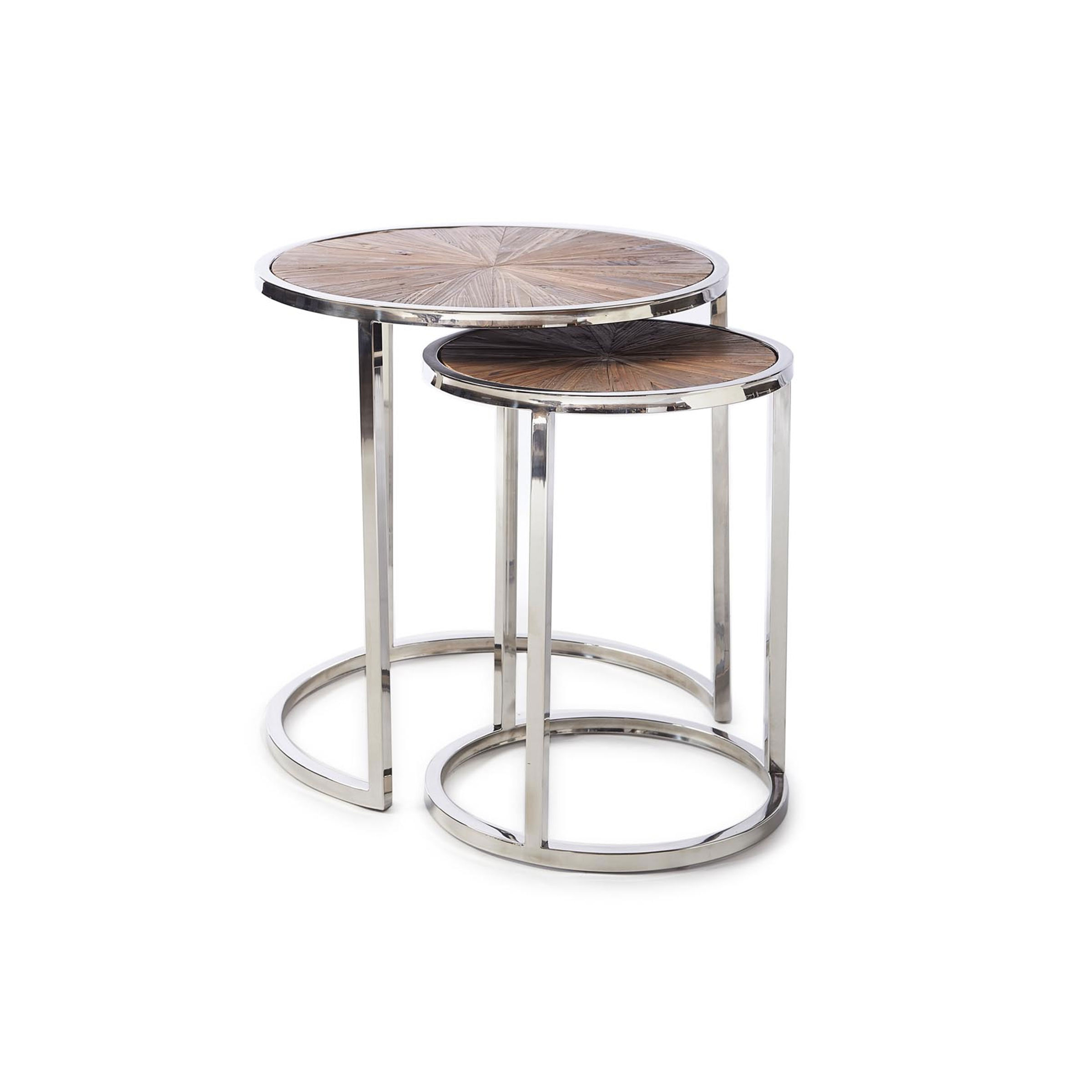 Rivièra Maison Bijzettafel Greenwich set van 2 stuks - Hout - Rond - 8718056577781