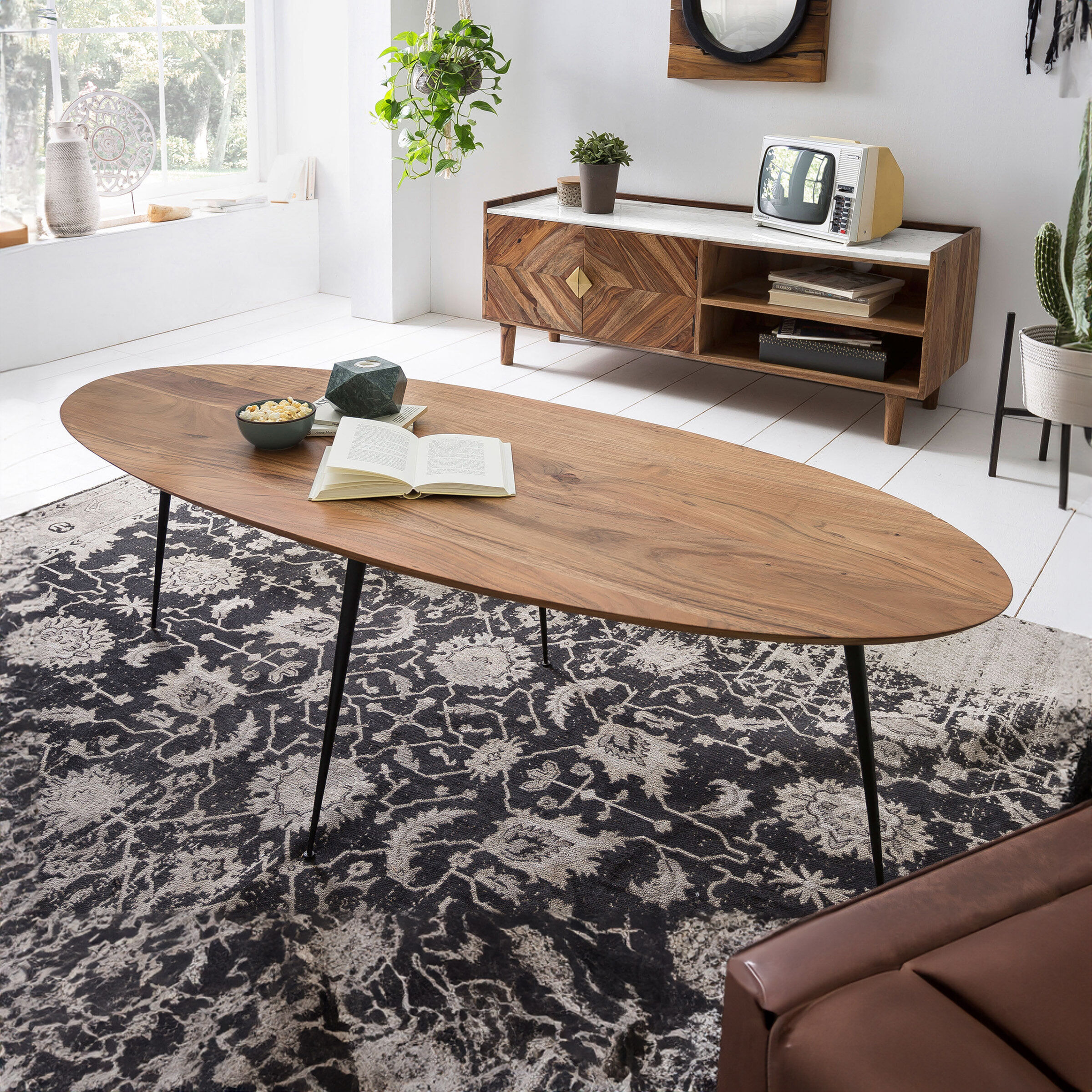 Artistiq Ovale Salontafel Debrah Acaciahout, 150 x 60cm - Bruin - Ovaal - 4055195010446