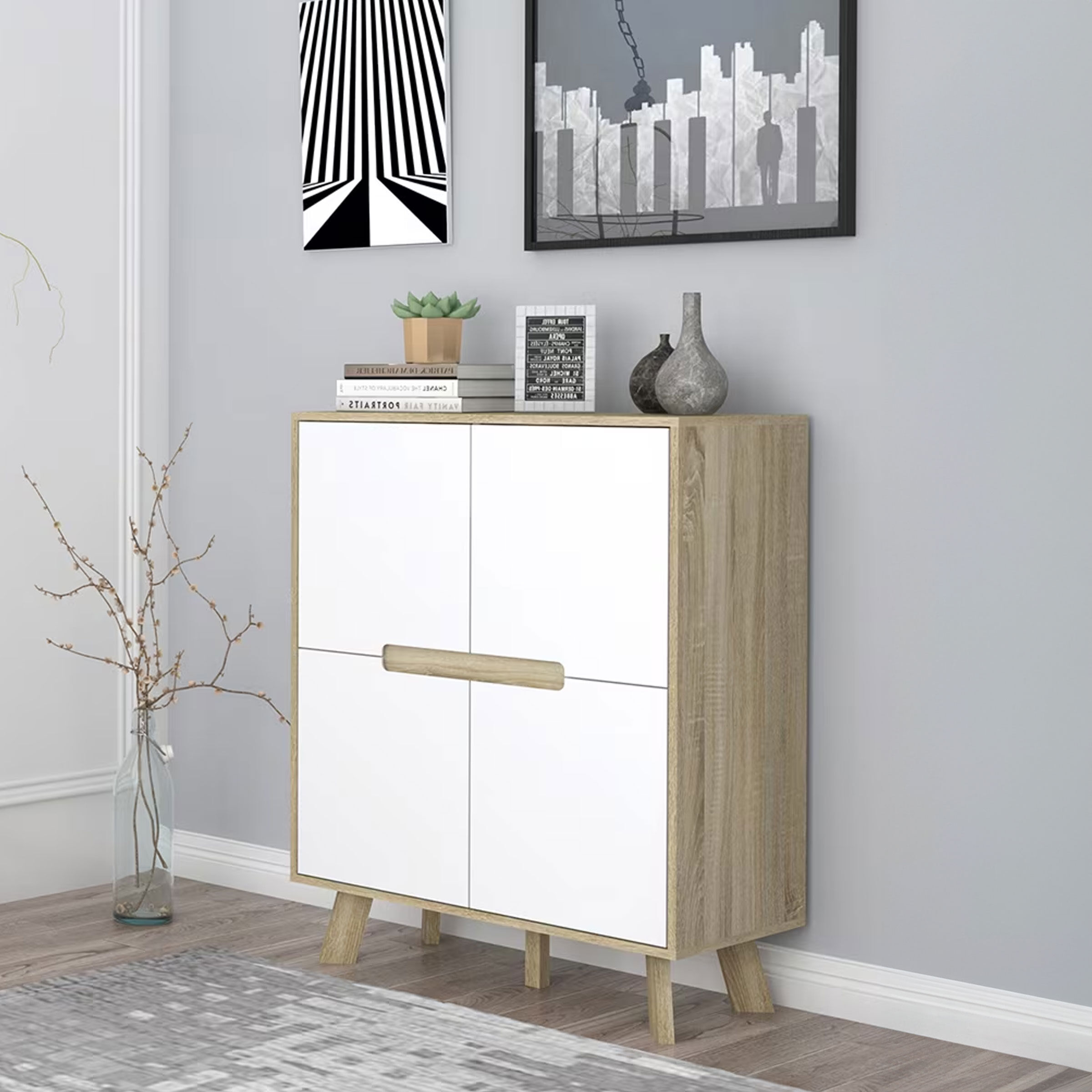 Artistiq Opbergkast Gonzalo 102 x 80cm - Naturel / Wit - 4062444021726