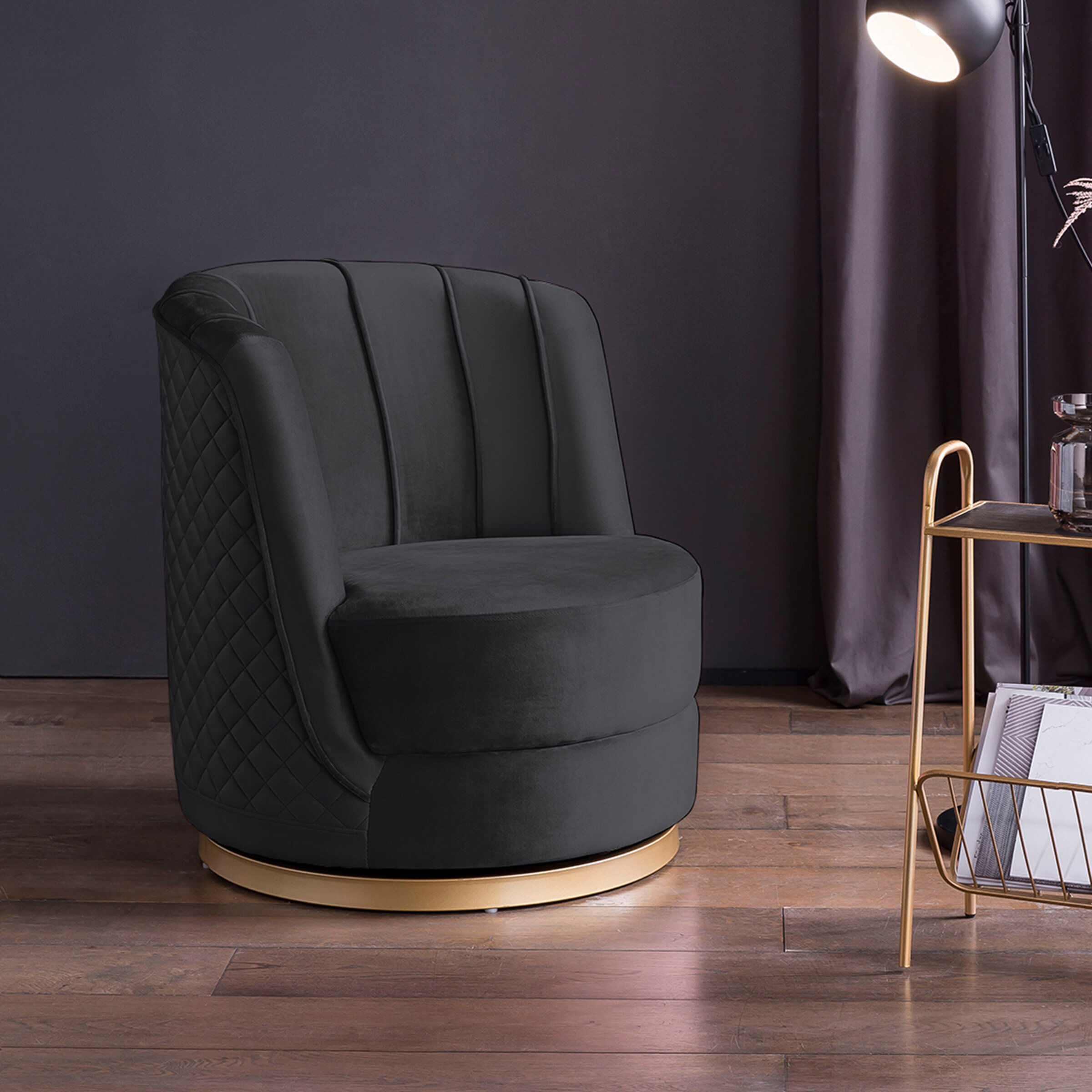 Artistiq Living Draaibare Fauteuil Meggie Velvet - zwart - 4251744812657