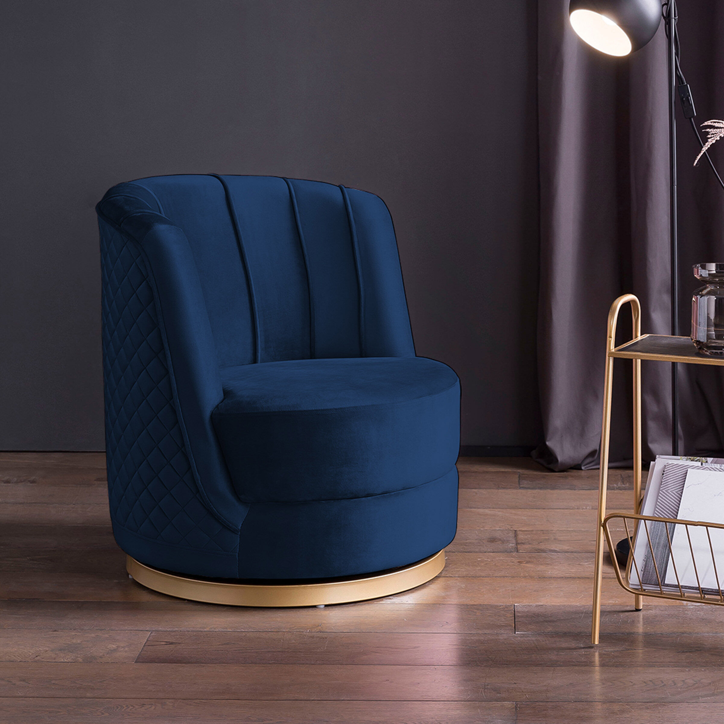 Artistiq Living Draaibare Fauteuil Meggie Velvet - blauw - 4251744812671