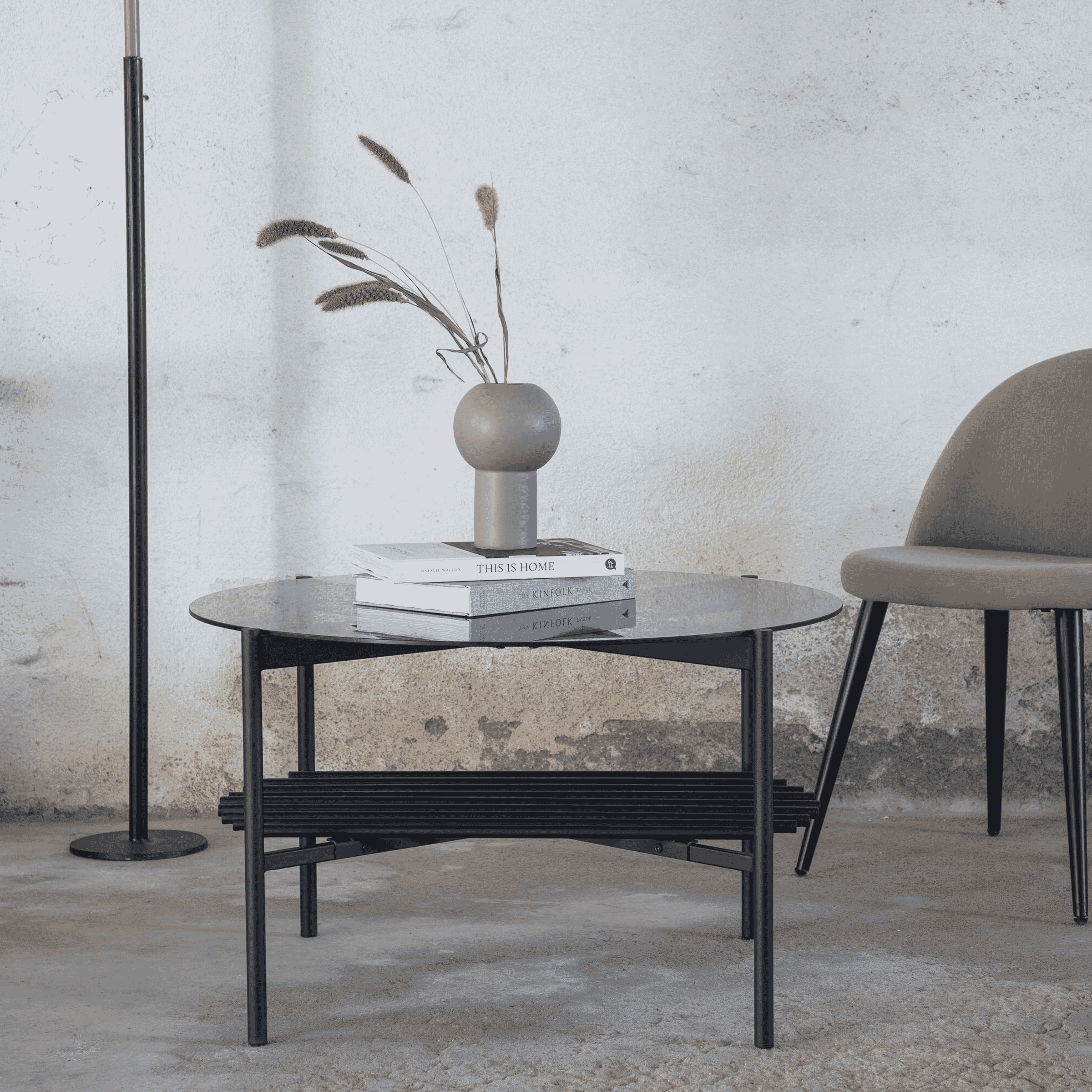 Nohr Ronde Salontafel Jamol Smoked glas, 80cm - Zwart - 7350118418390