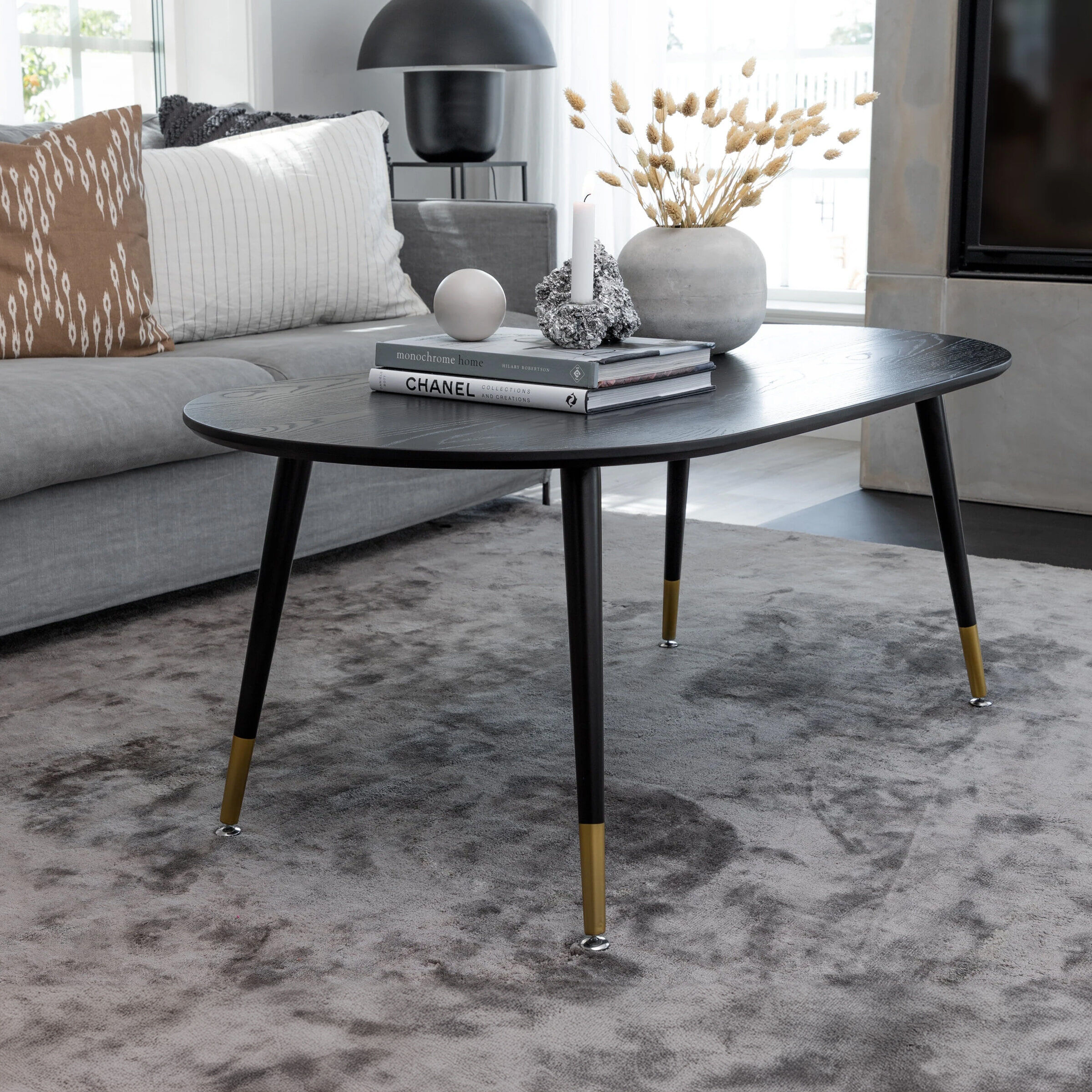 Nohr Ovale Salontafel Shaindy MDF, 120 x 60cm - Zwart - Ovaal - 7350107089167