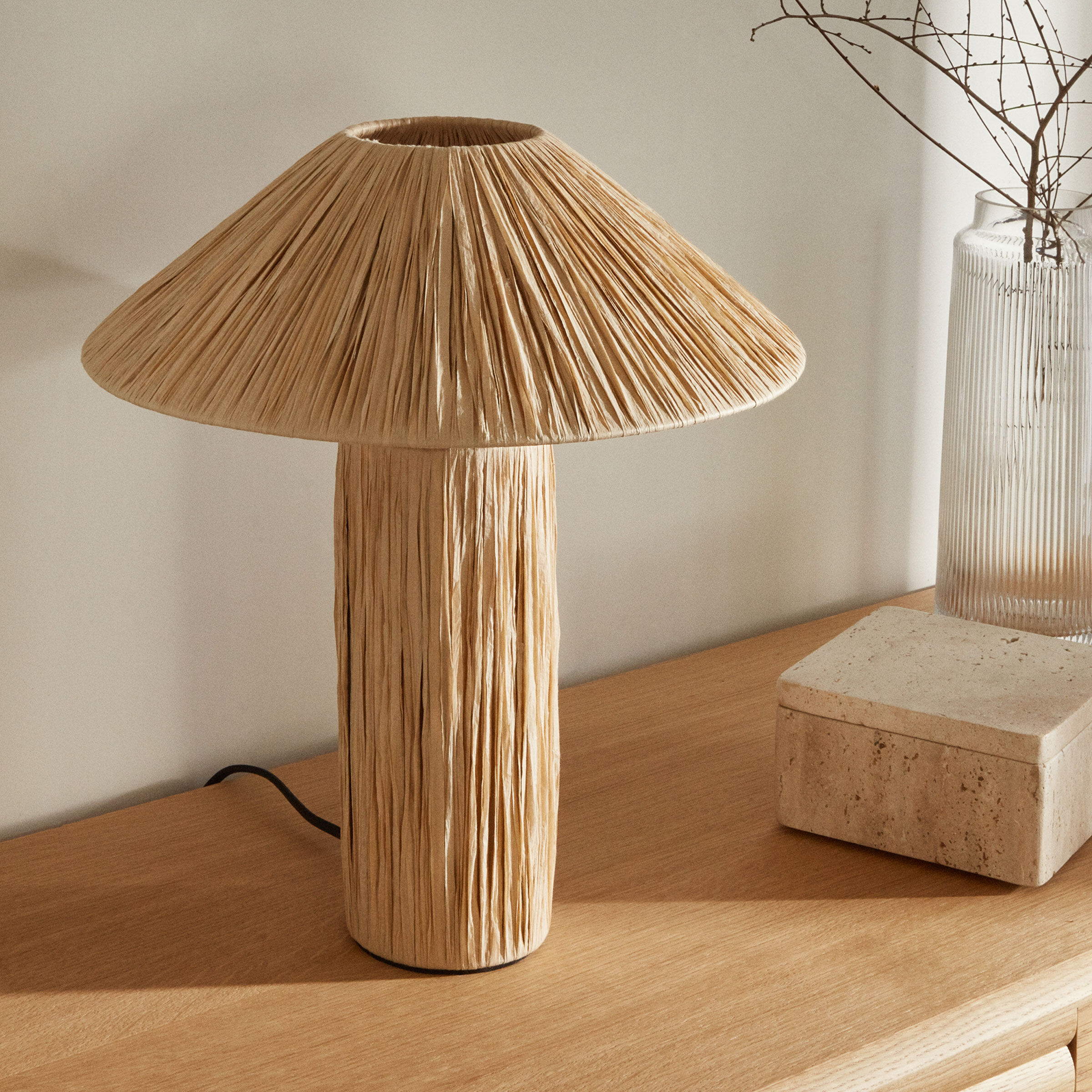 Kave Home Tafellamp Samse Raffia - Naturel - 8433840874852