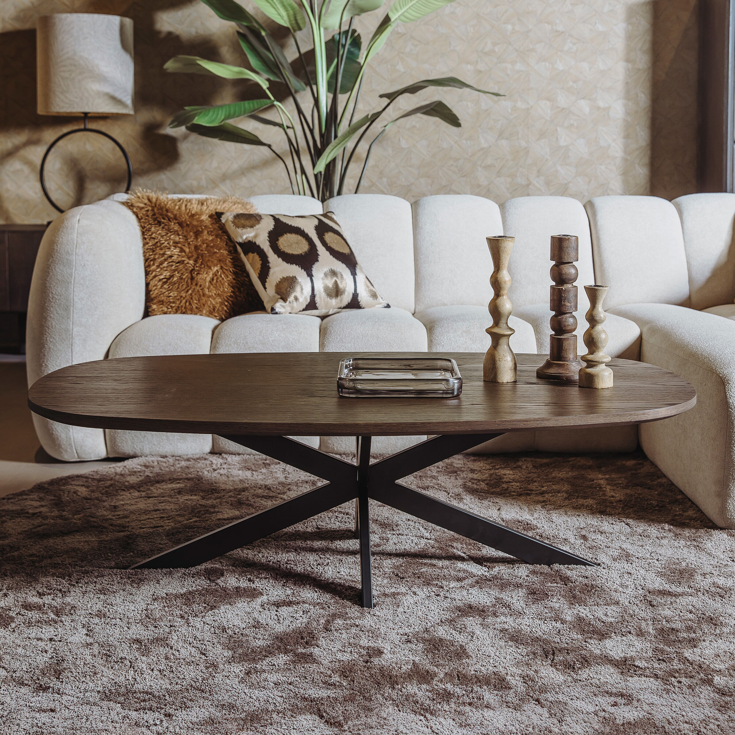 Tower Living Deens Ovale Salontafel San Marino Eiken, 135 x 75cm - Bruin - Ovaal - 9506822154187