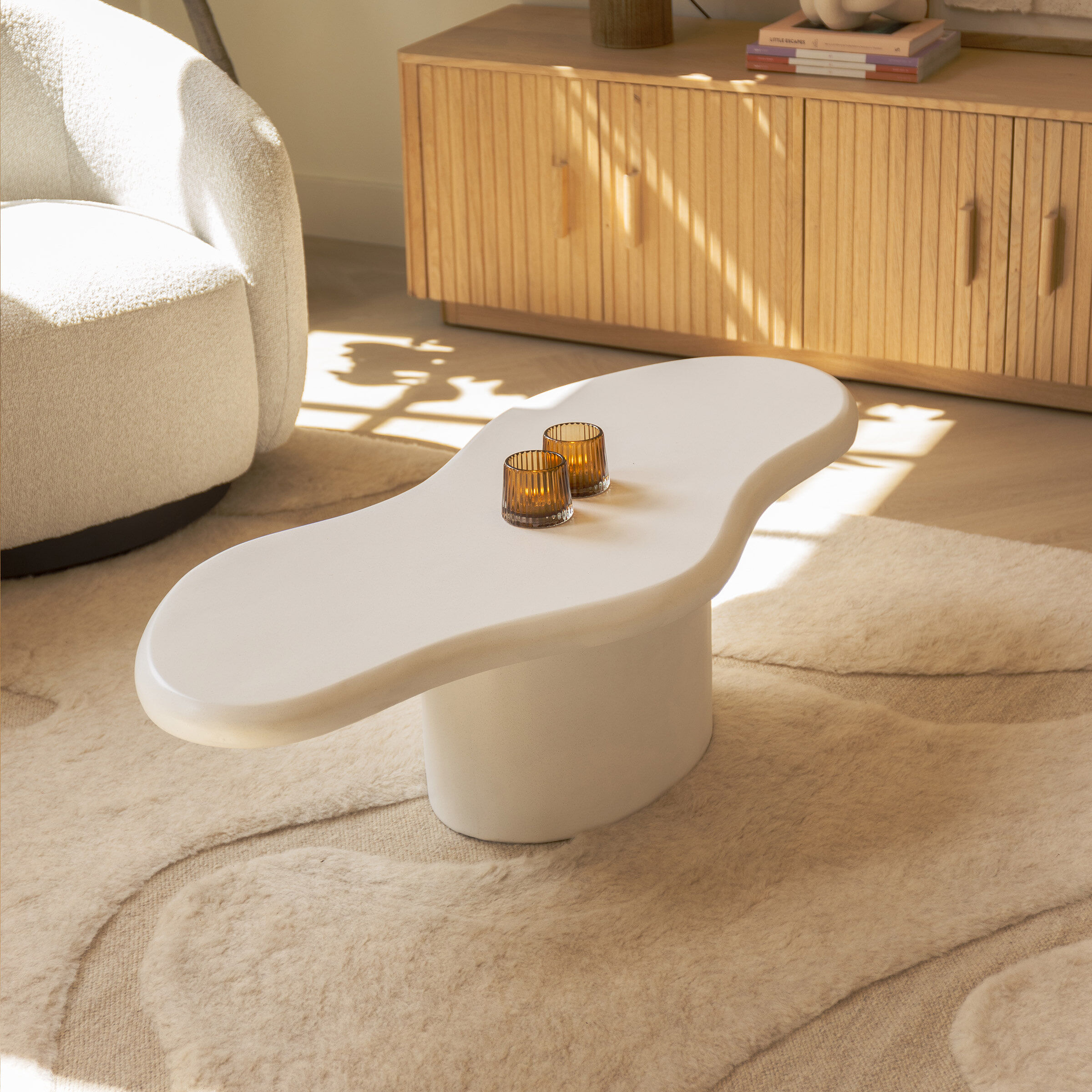 By-Boo Organische Salontafel Seki - Wit - Japandi - 8720874590279