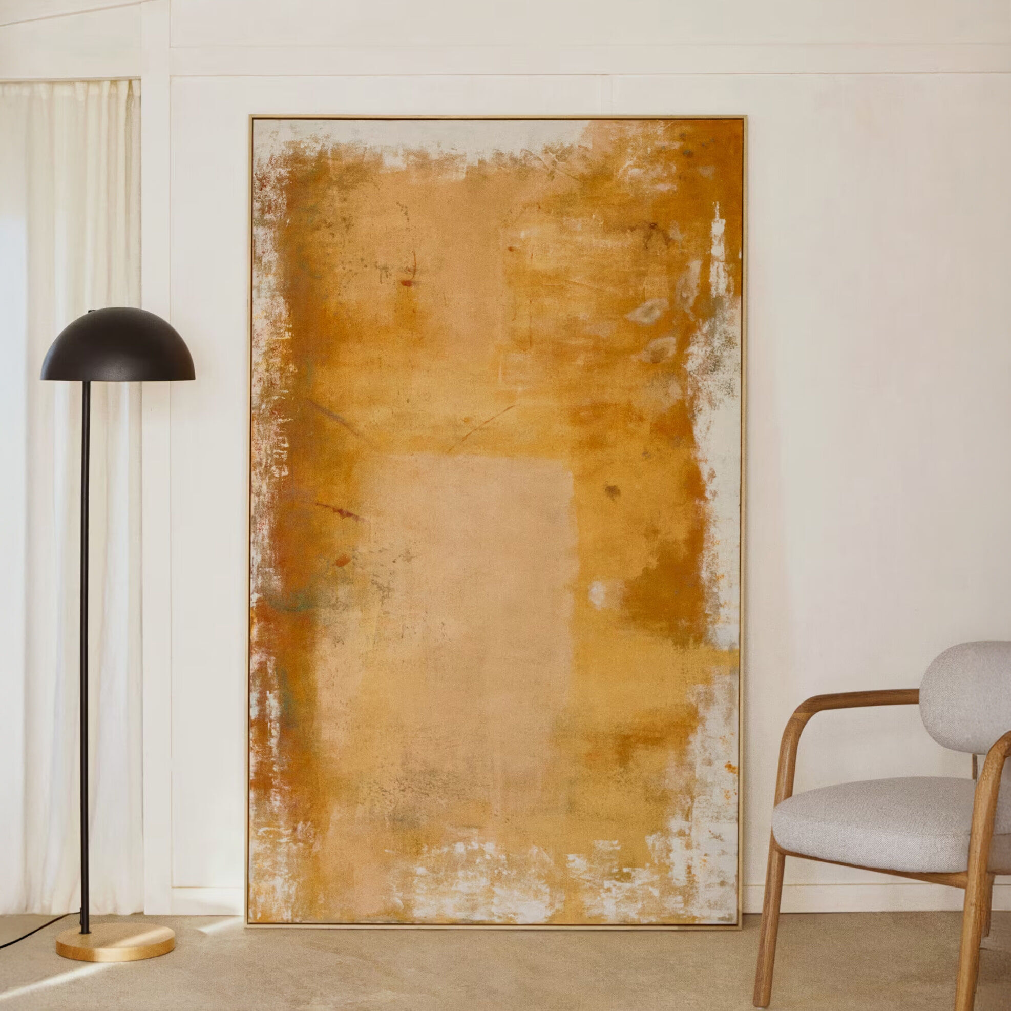 Kave Home Schilderij Selnar XXL 120 x 200cm - Mosterdgeel - 8433840903361