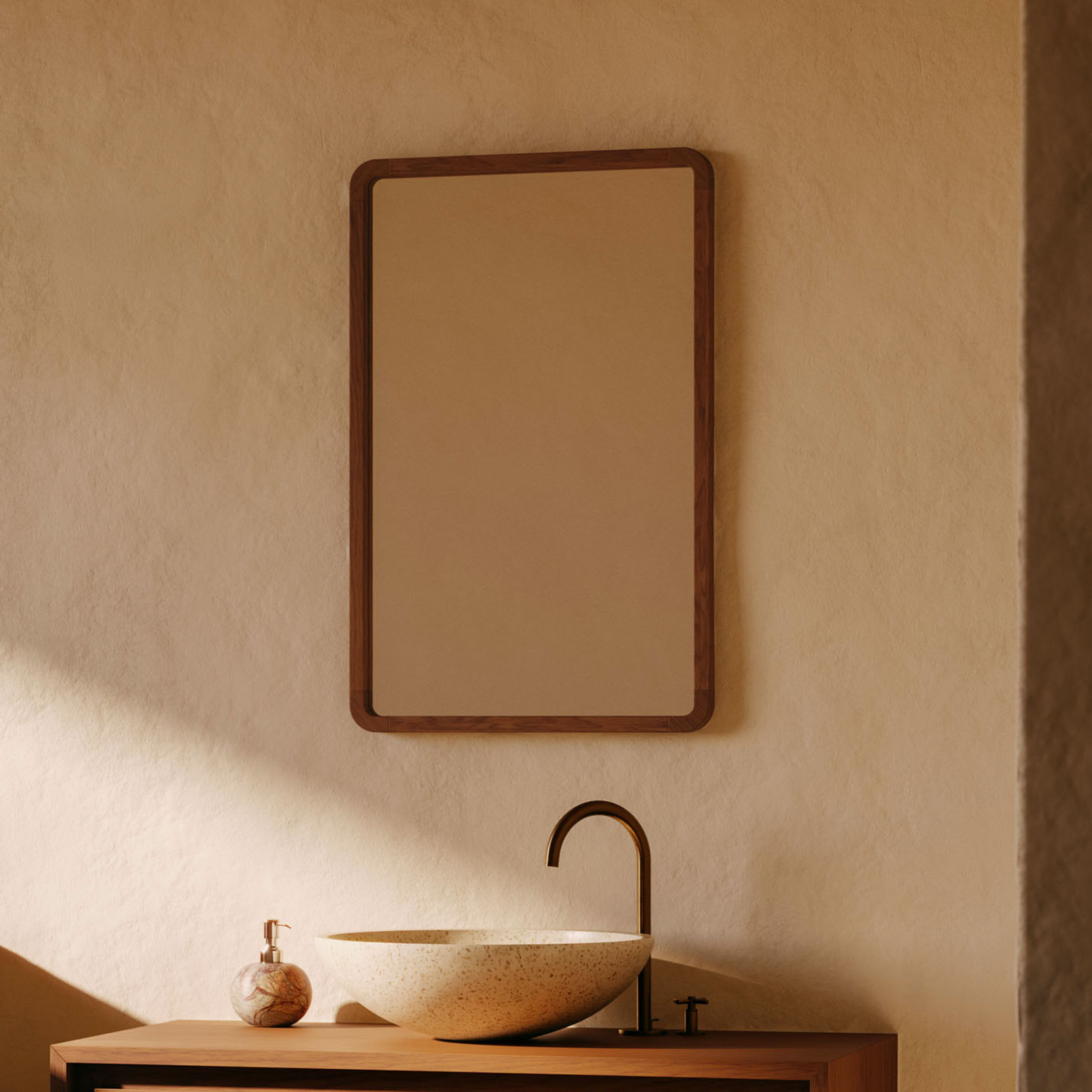 Kave Home Spiegel Shamel Teakhout, 70 x 45cm - Walnoot - 8433840836836