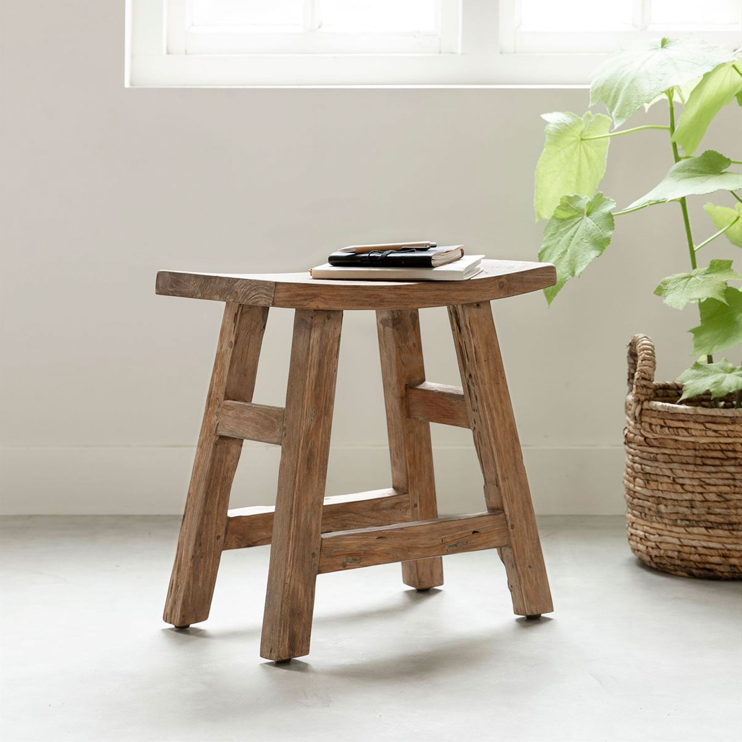 MUST Living Bankje Shanghai Teakhout, 50cm - Bruin - 8720146508865