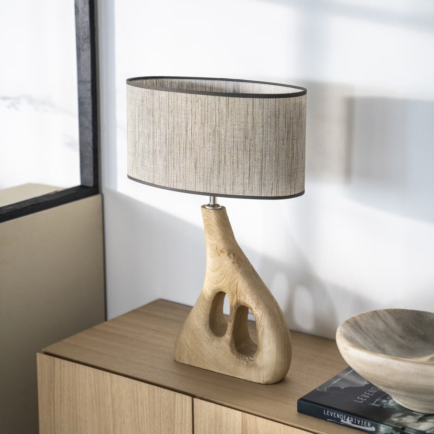 By-Boo Tafellamp Shiboo Hout, 59cm hoog - Naturel - 0000000000000