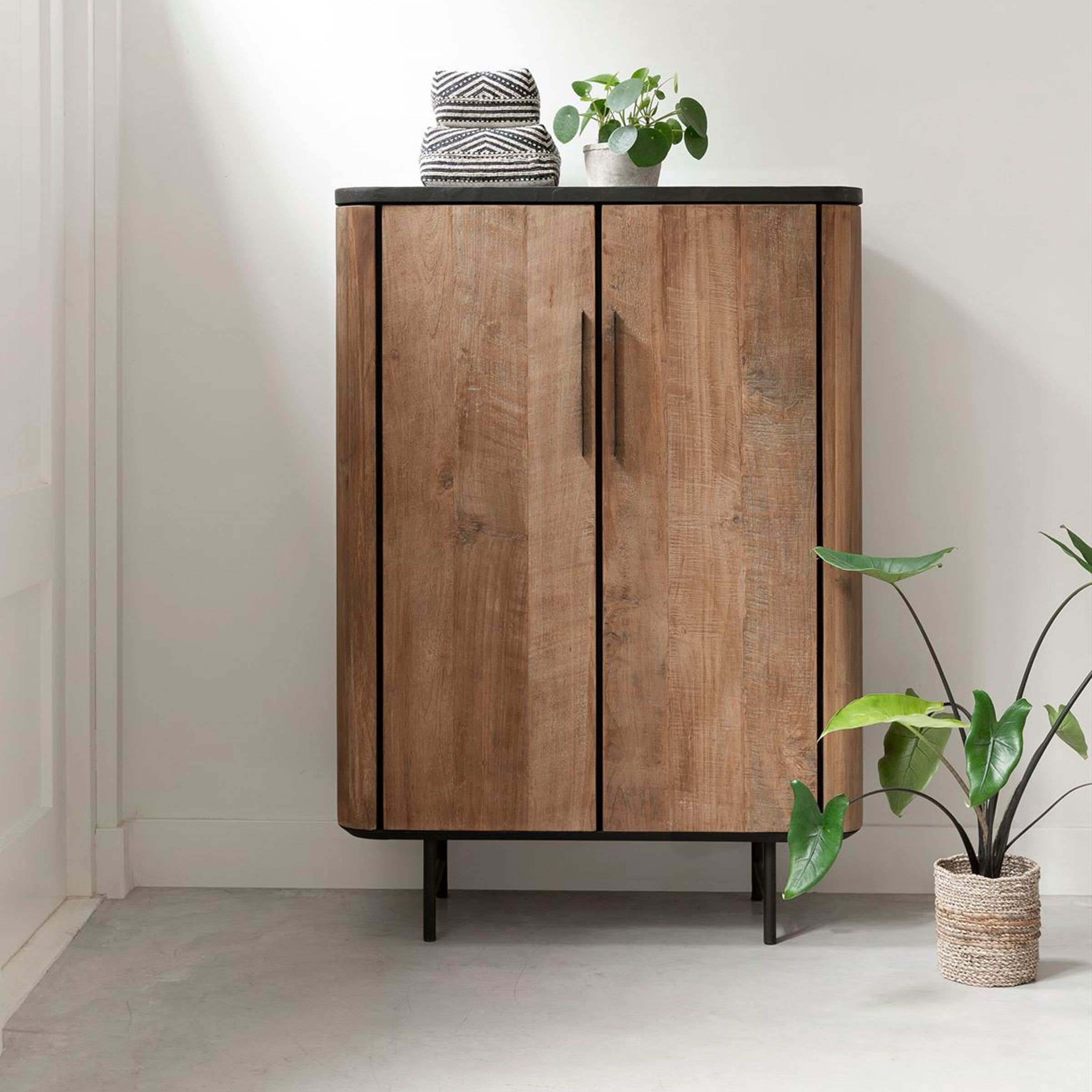 DTP Home Opbergkast Soho Teakhout en betonlook, 130 x 90cm - Bruin - 8720146507820