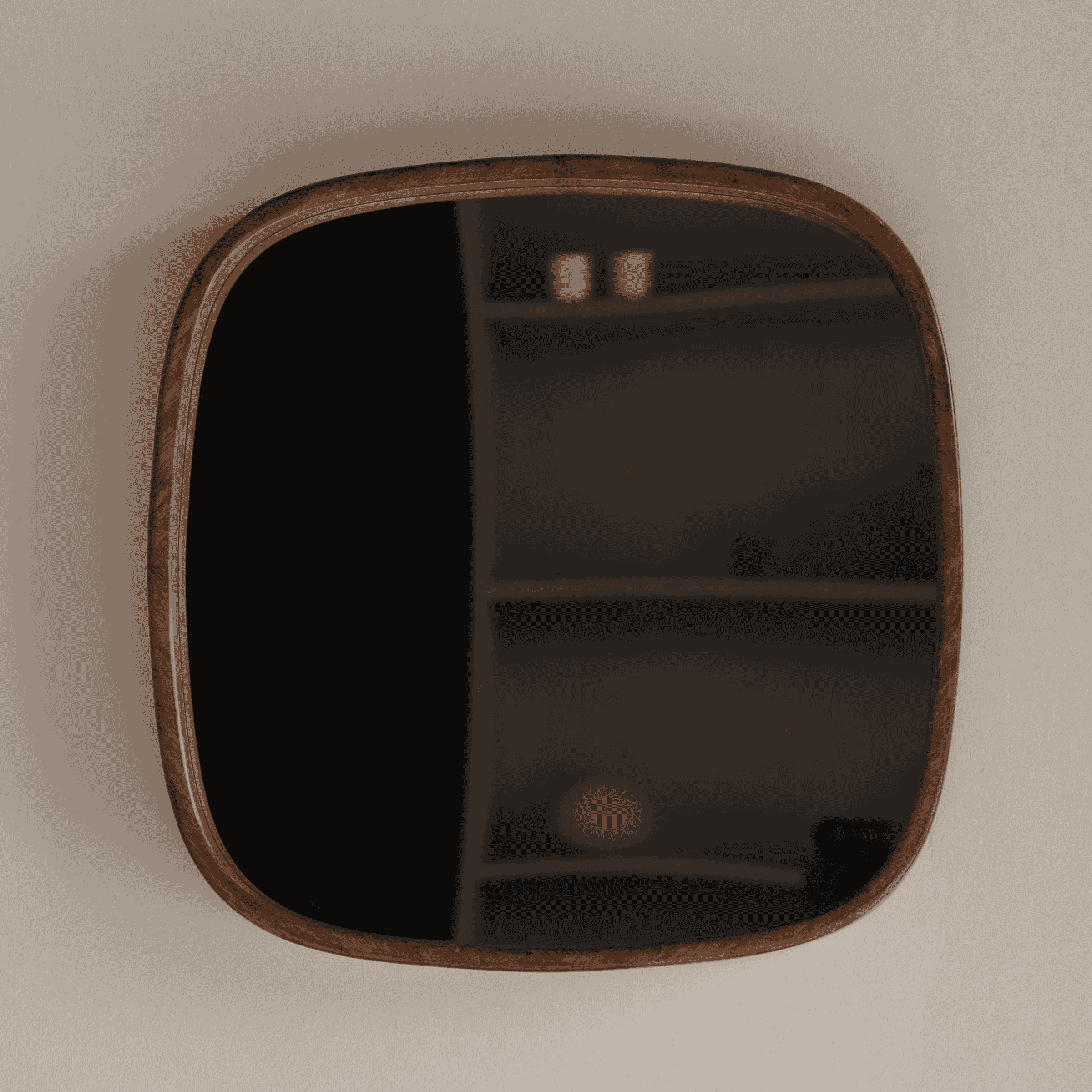 ZILT Vierkante Spiegel Rania Rubberhout, 50 x 50cm - Bruin - Japandi - 9508898455618