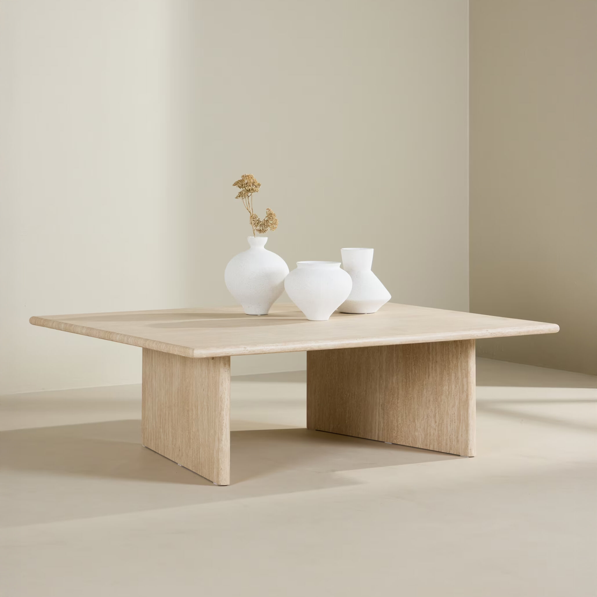 Nohr Salontafel Stephanie Travertinlook, 120 x 100cm - Beige - 7340220830876