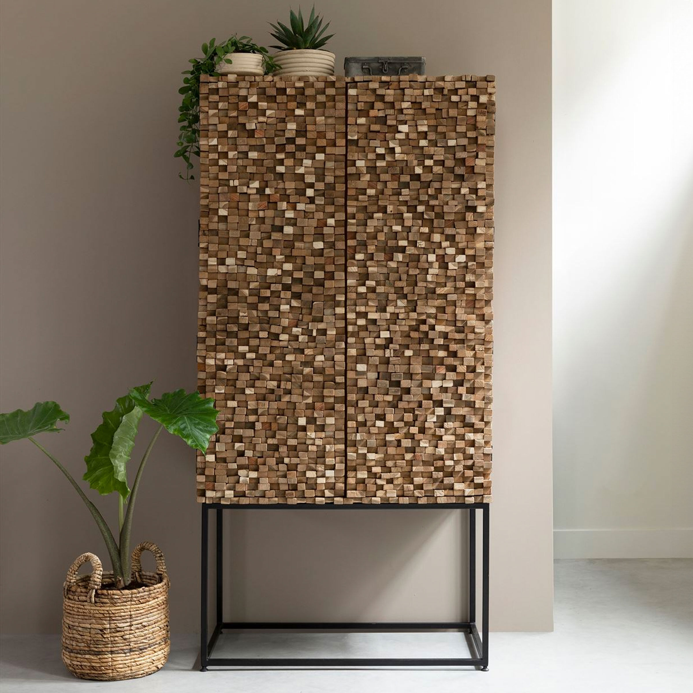 MUST Living Opbergkast Sticks Teakhout, 180 x 90cm - Bruin - 8720146508117