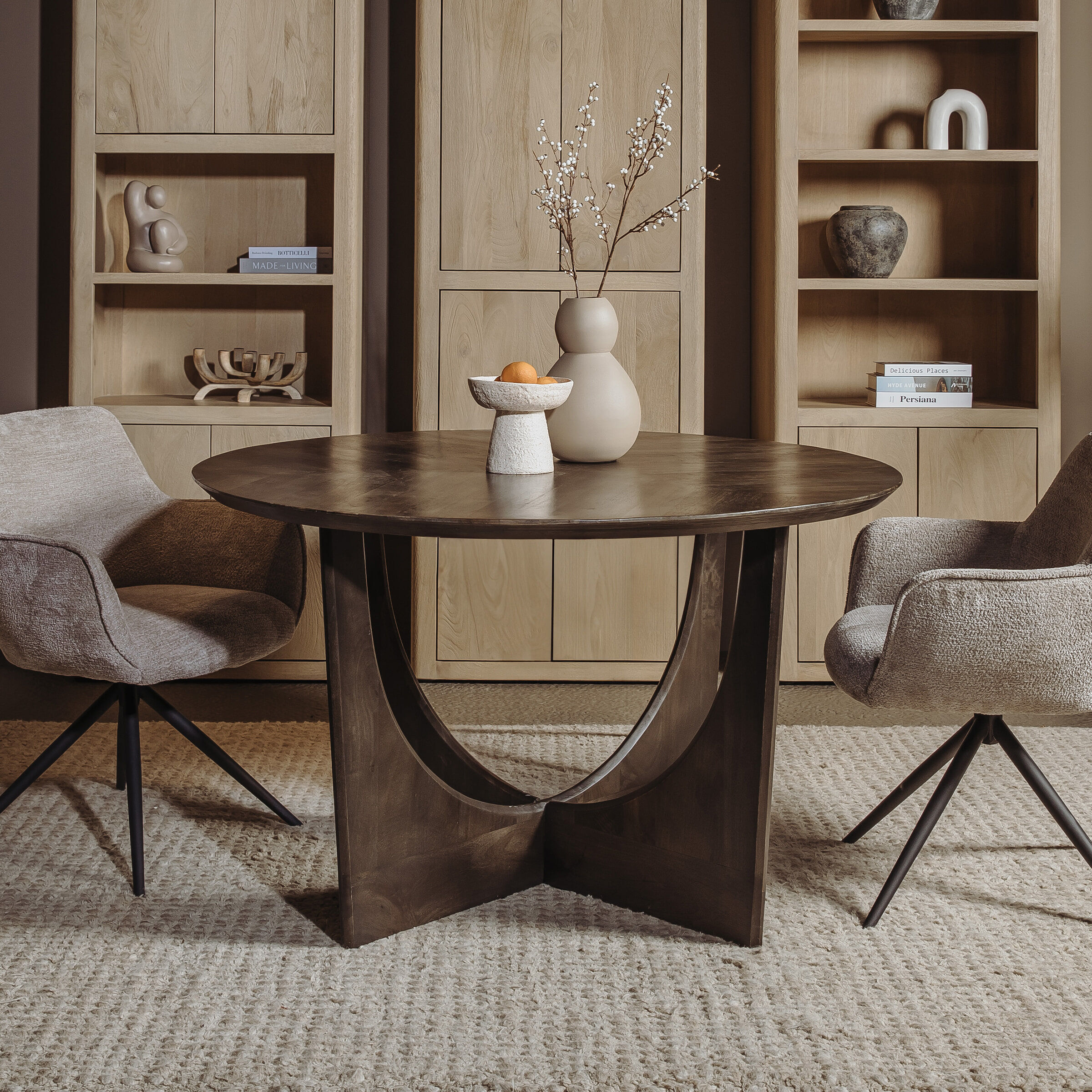 Tower Living Ronde Eettafel Fermo Mangohout, 130cm - Bruin - 9507389241655