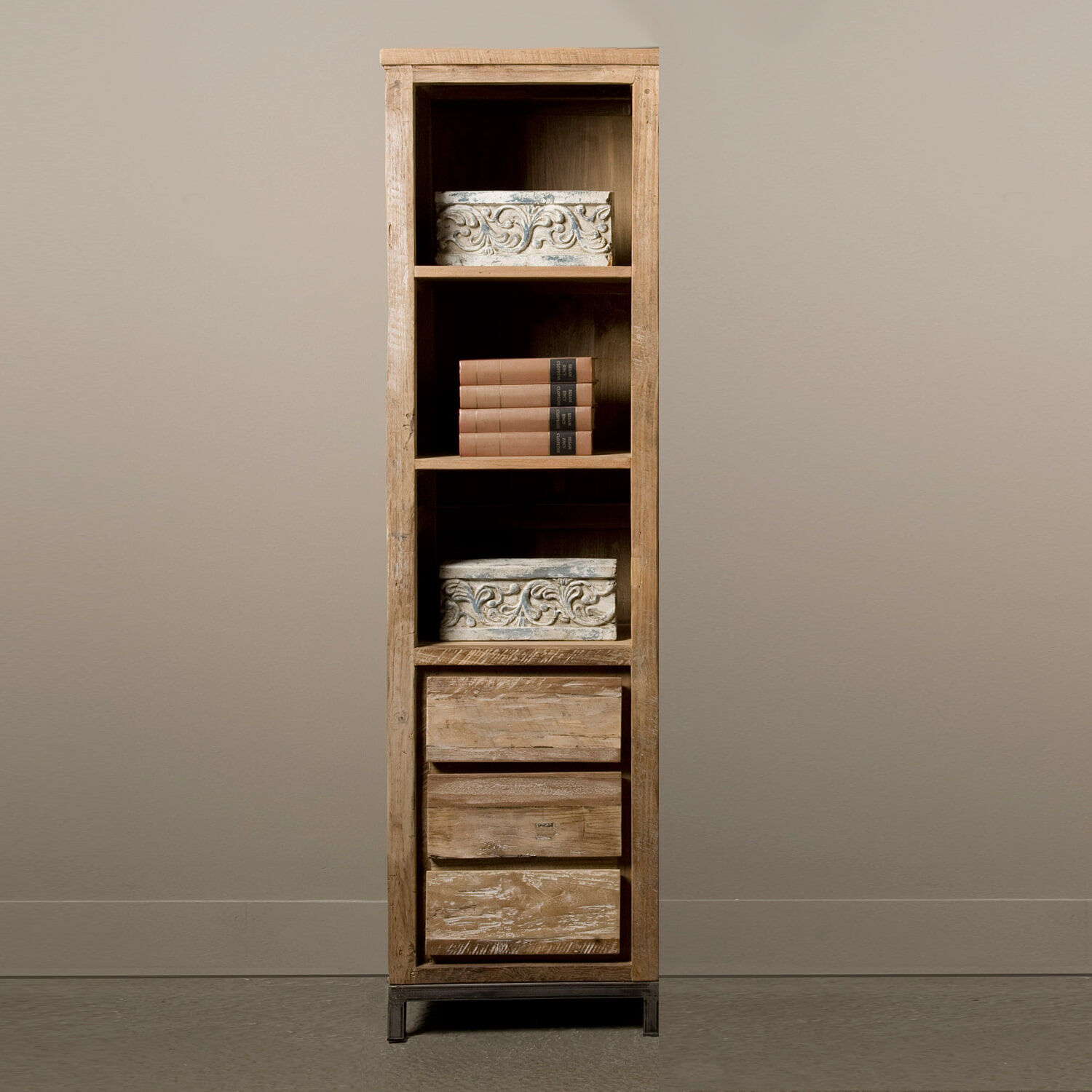 Tower Living Industriële Boekenkast Venetië met 3 lades - Bruin - 9509485231639