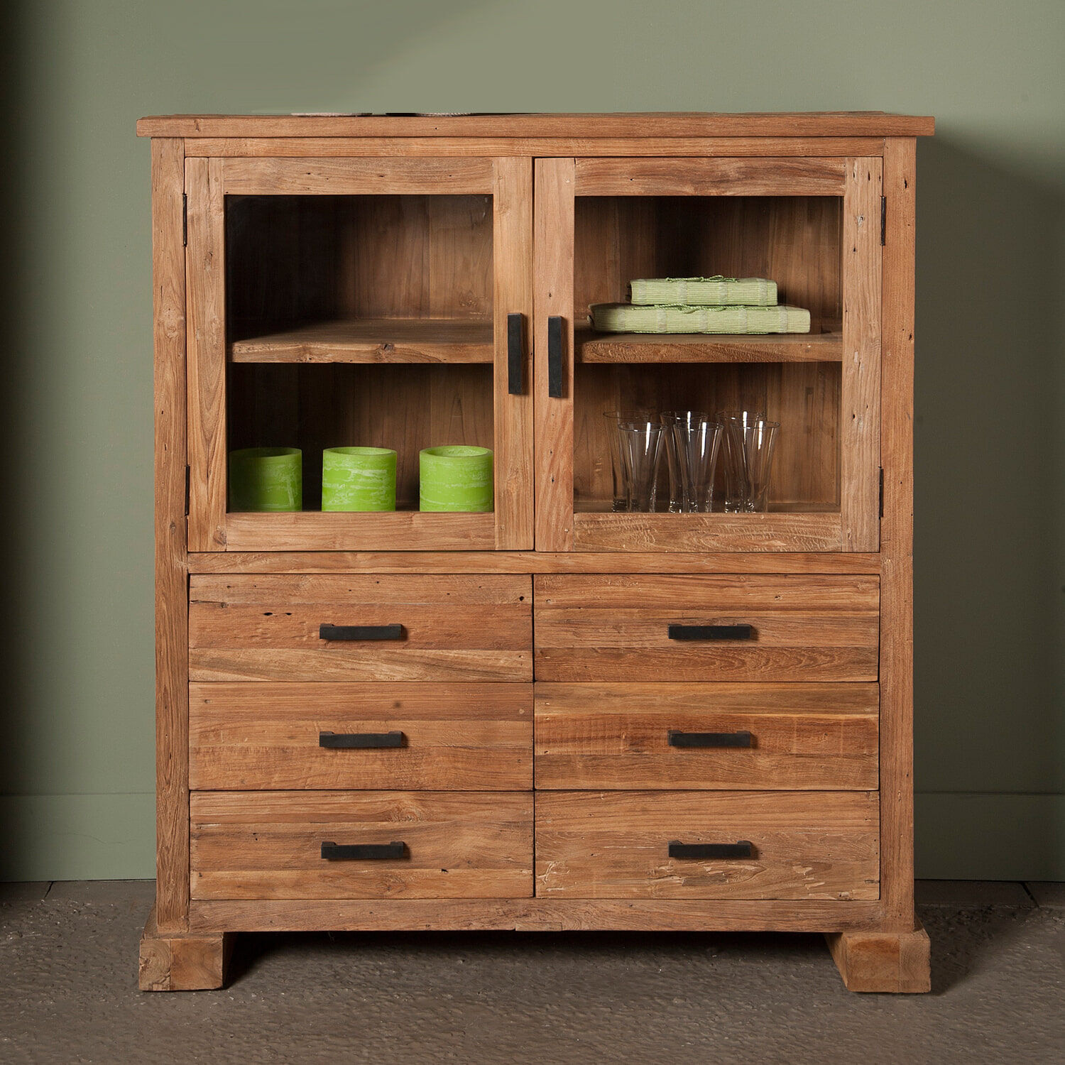 Tower Living Buffetkast Lorenzo met 2 deuren en 6 laden - Bruin - 9504765633783