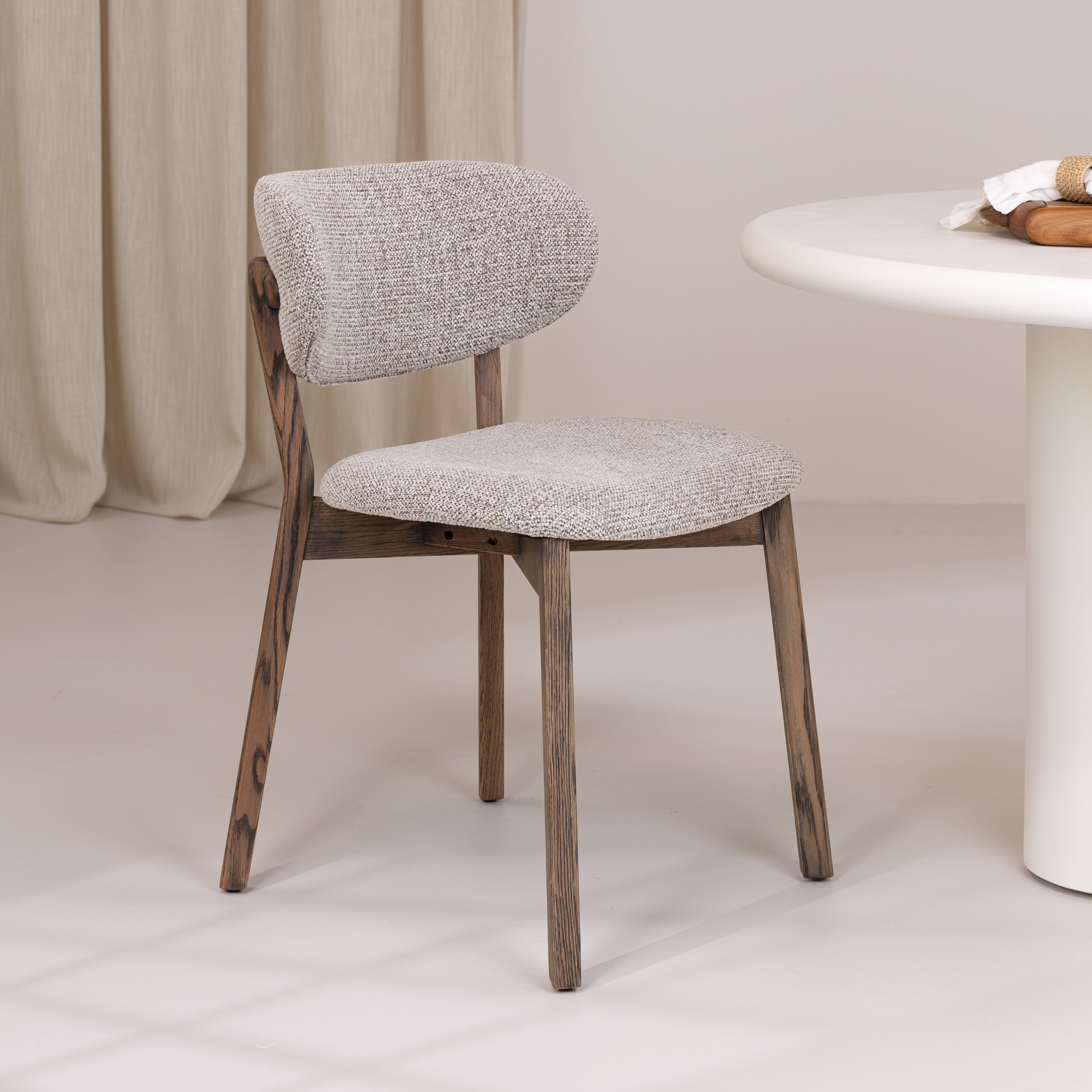 WOOOD Eetkamerstoel Udar Geweven stof - Donkerbruin - 8714713218974