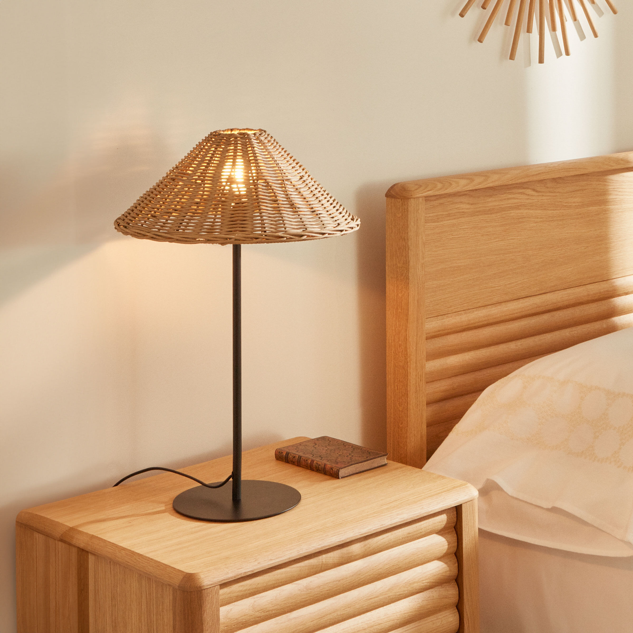 Kave Home Tafellamp Urania 50cm, Rotan - Naturel - 8433840837215