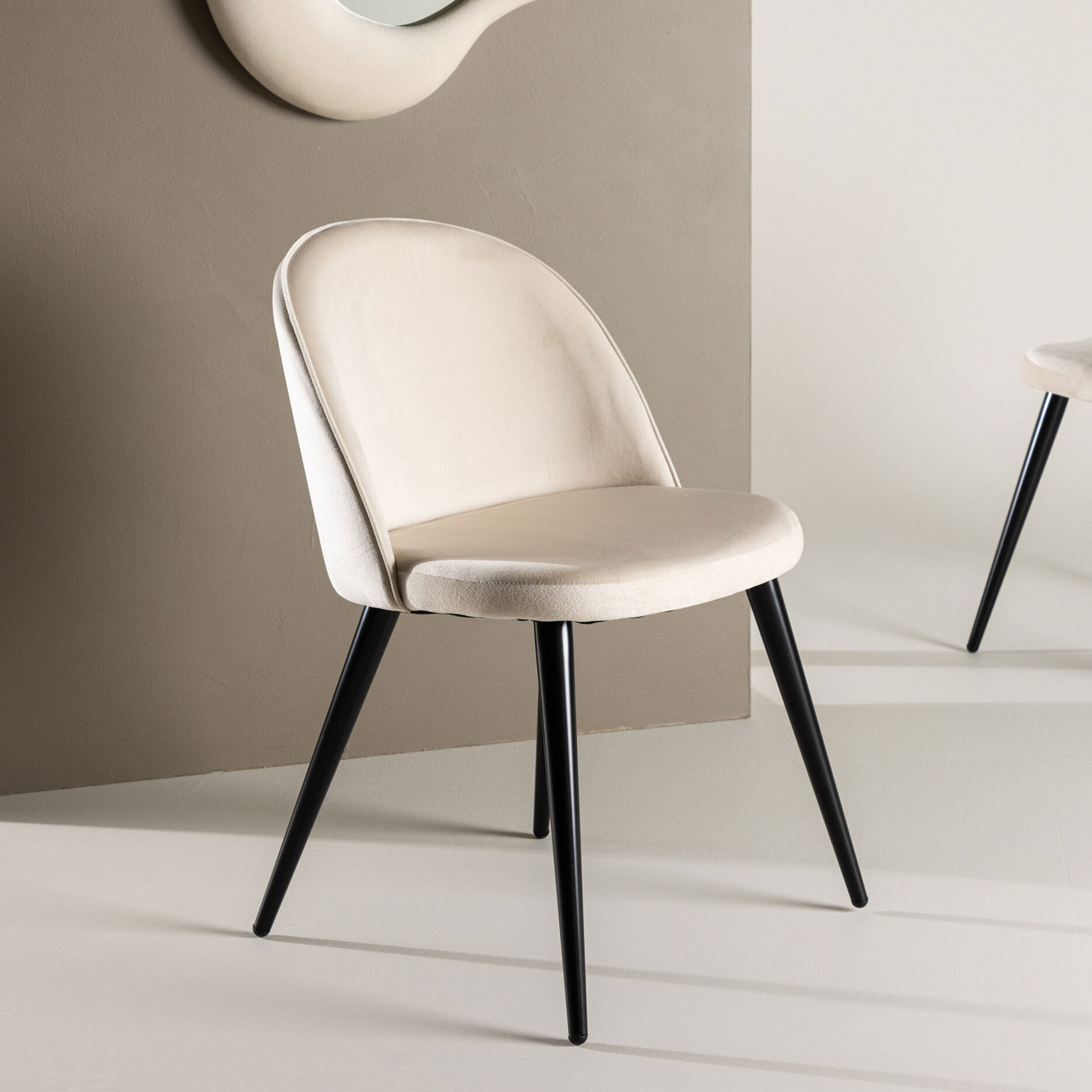 Nohr Eetkamerstoel Amon Velvet - Beige - 7350107086128