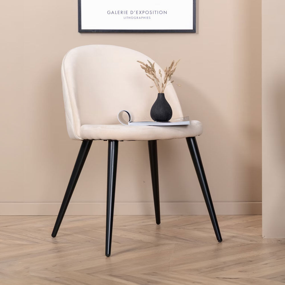 Nohr Eetkamerstoel Amon Velvet - Beige - 7350118416648