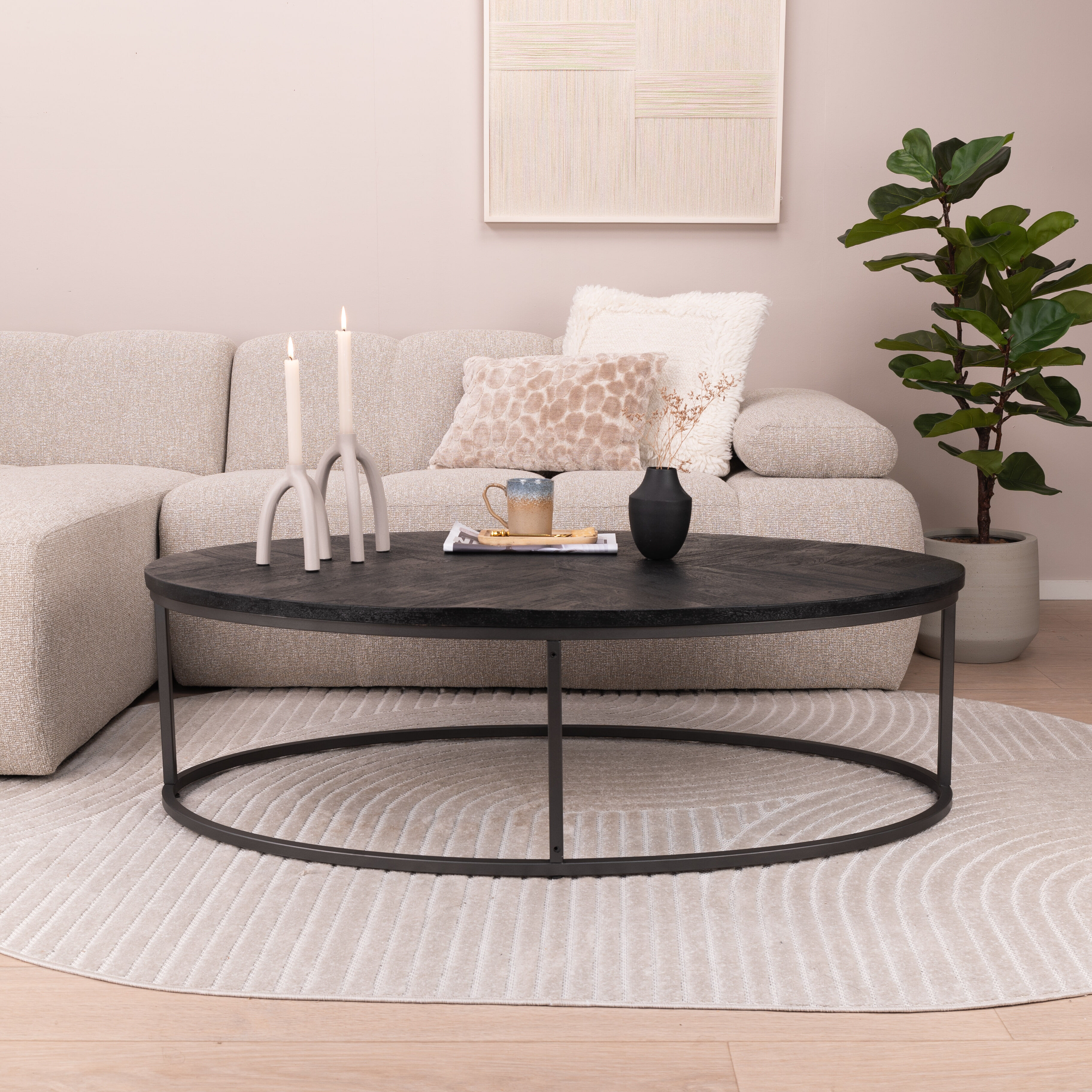 Tower Living Salontafel Viola Ovaal, 135 x 75cm - Zwart - 9501221147464