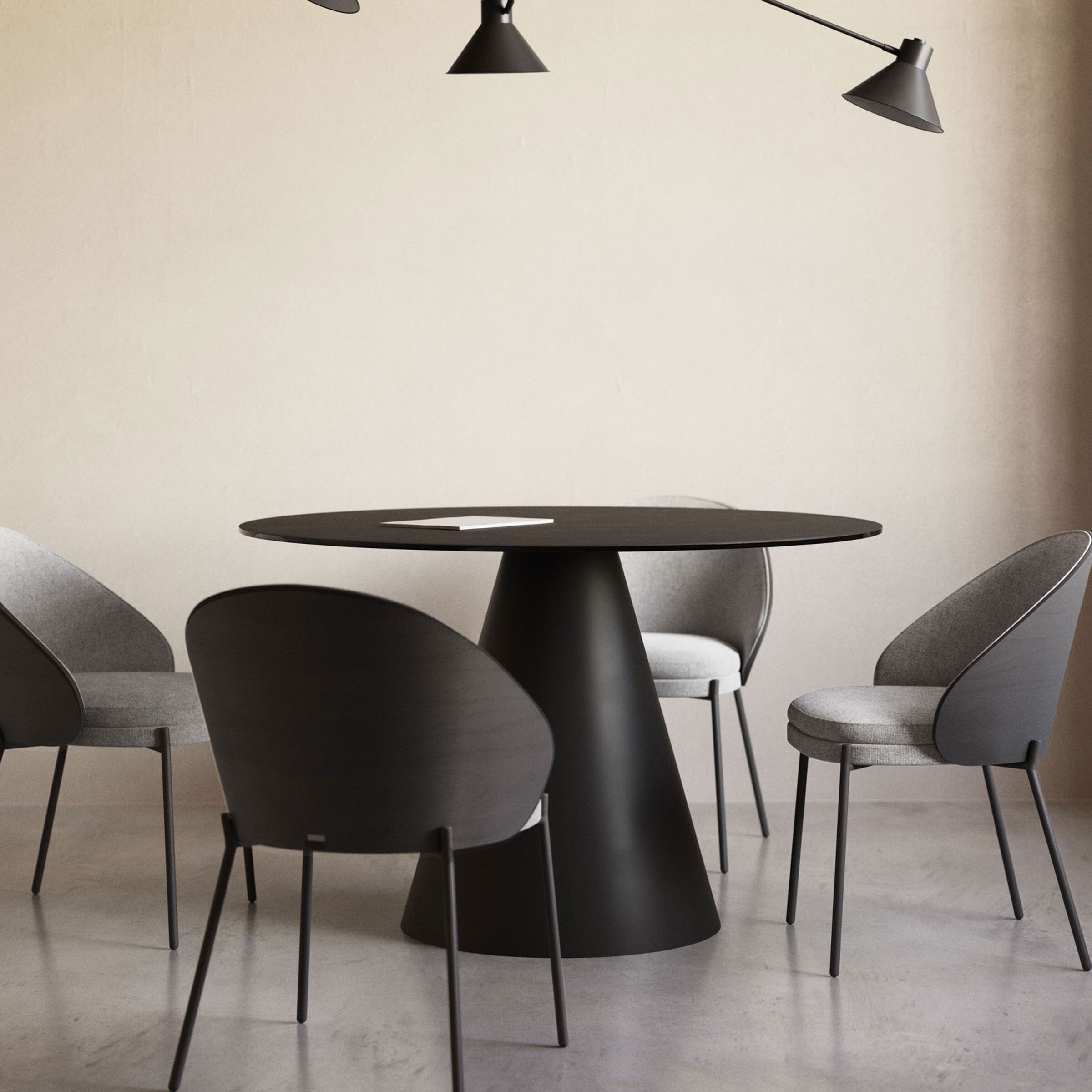 Kave Home Ronde Eettafel Wilshire Glas en metaal, 120cm - Zwart - 8433840820743