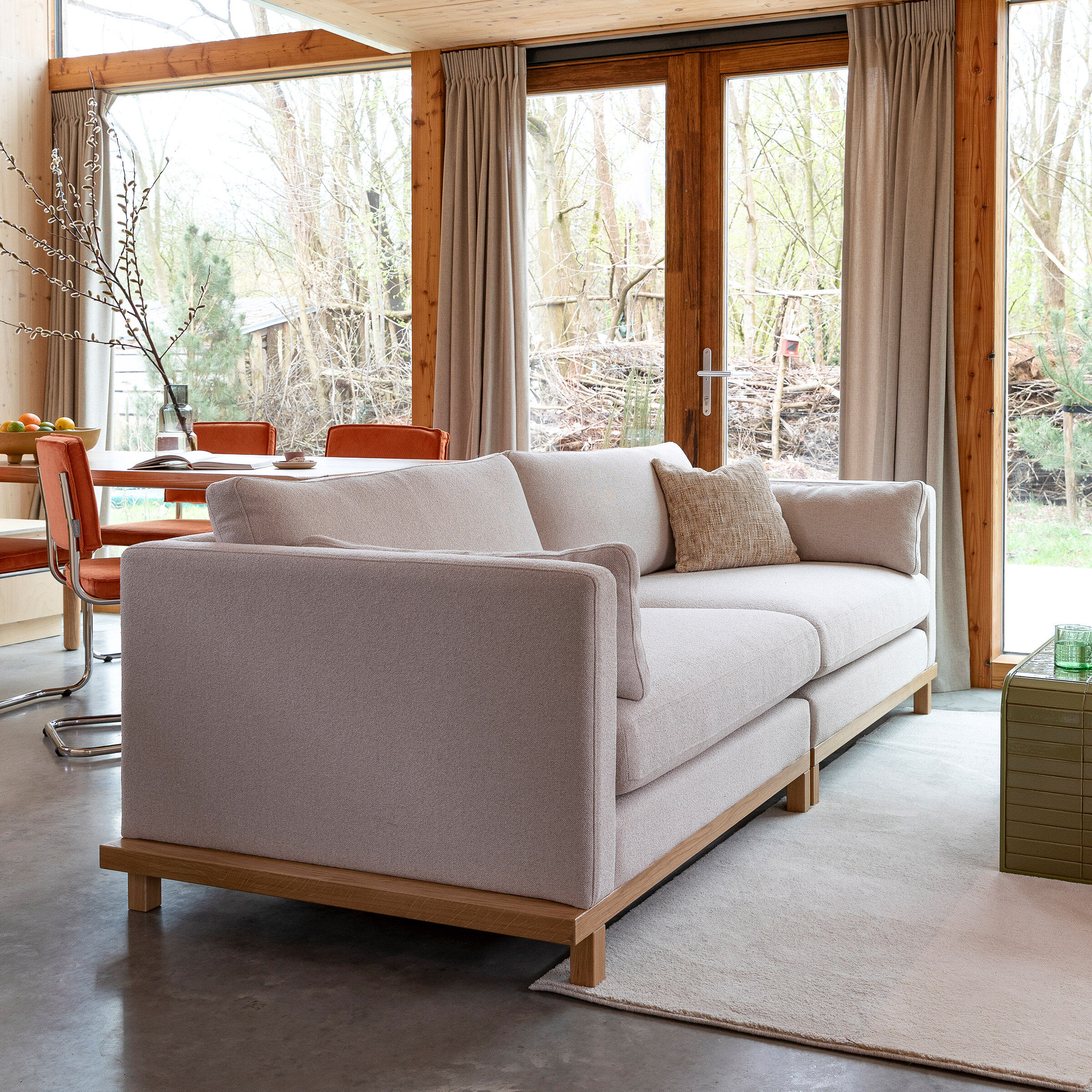 Zuiver 3-zits Bank Blossom Bouclé en geweven stof - Zand - 8718548103238