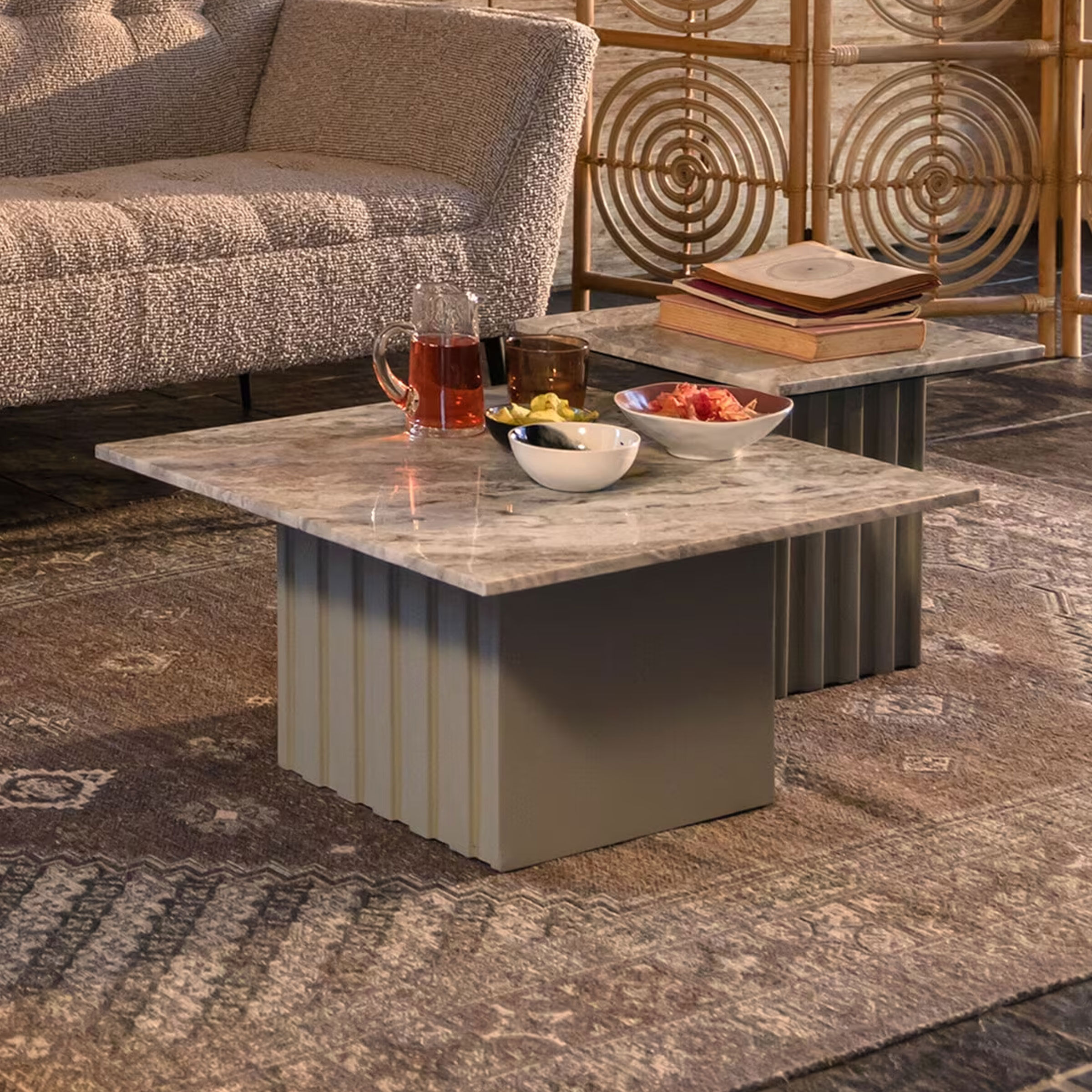 Dutchbone Salontafel Clayton Marmer, 60 x 60cm - Grijs - Vierkant - 8718548073388