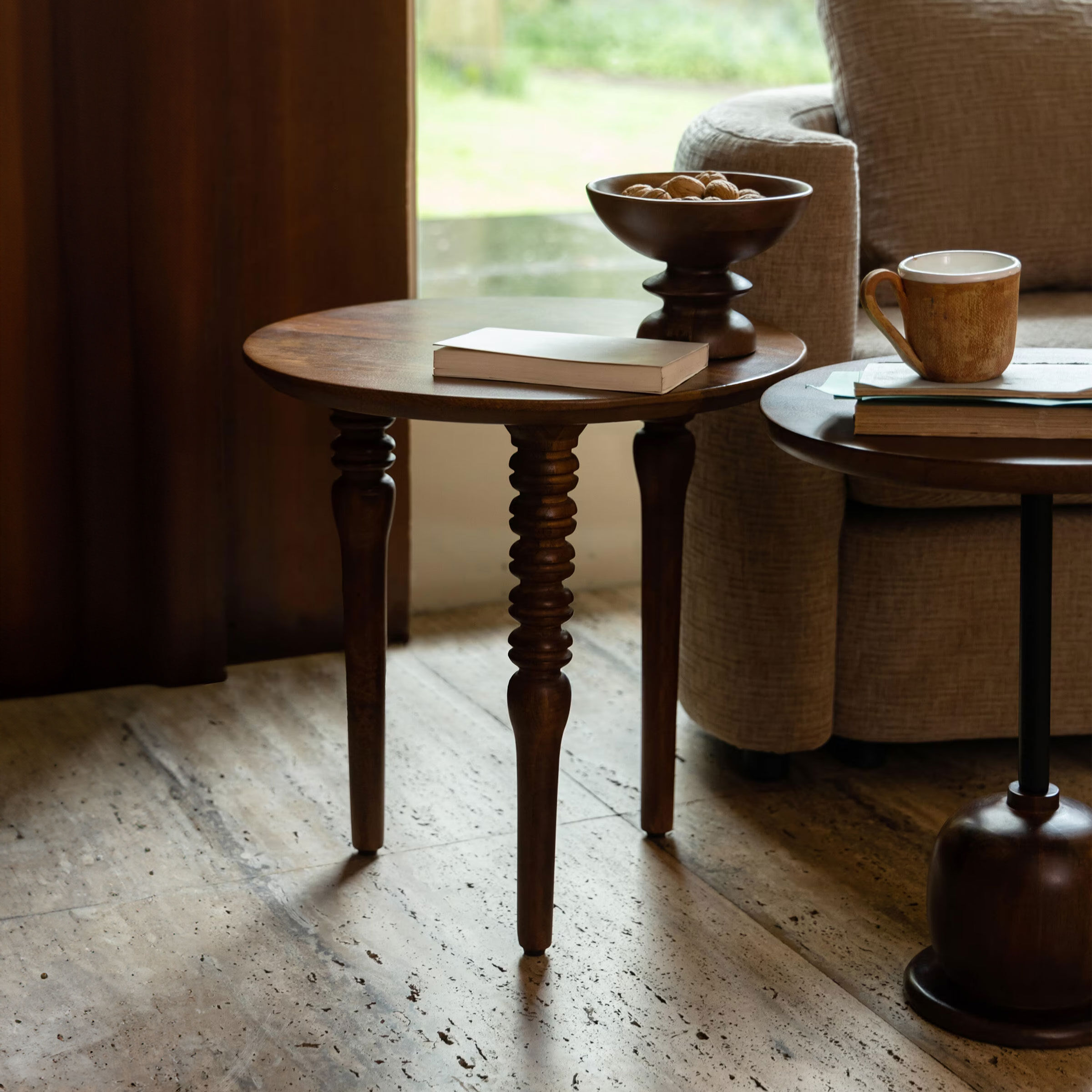 Dutchbone Ronde Bijzettafel Cove Mangohout, 50cm - Bruin - 8718548074811