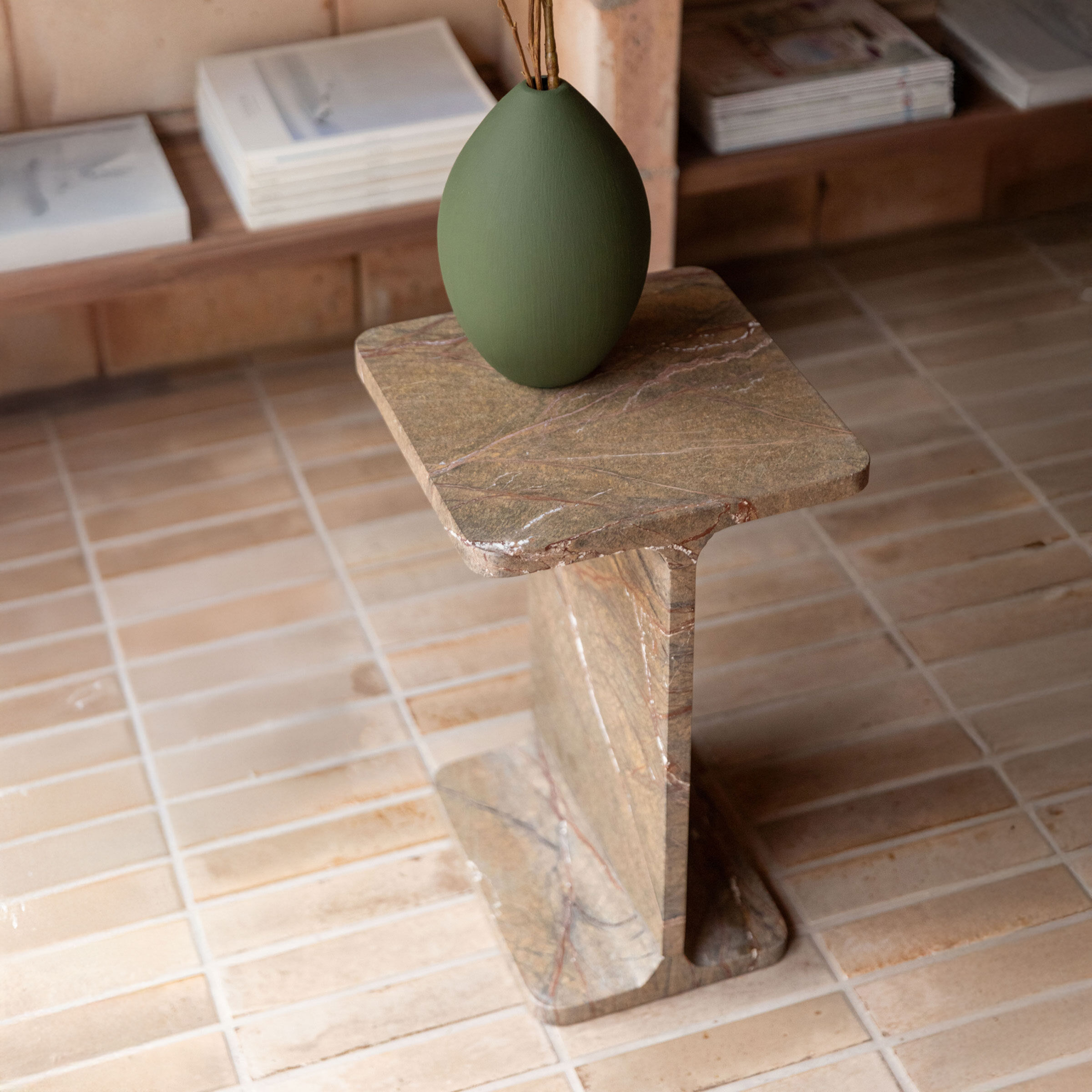 Dutchbone Bijzettafel Satpura Marmer, 31 x 31cm - Bruin - Vierkant - 8718548086944