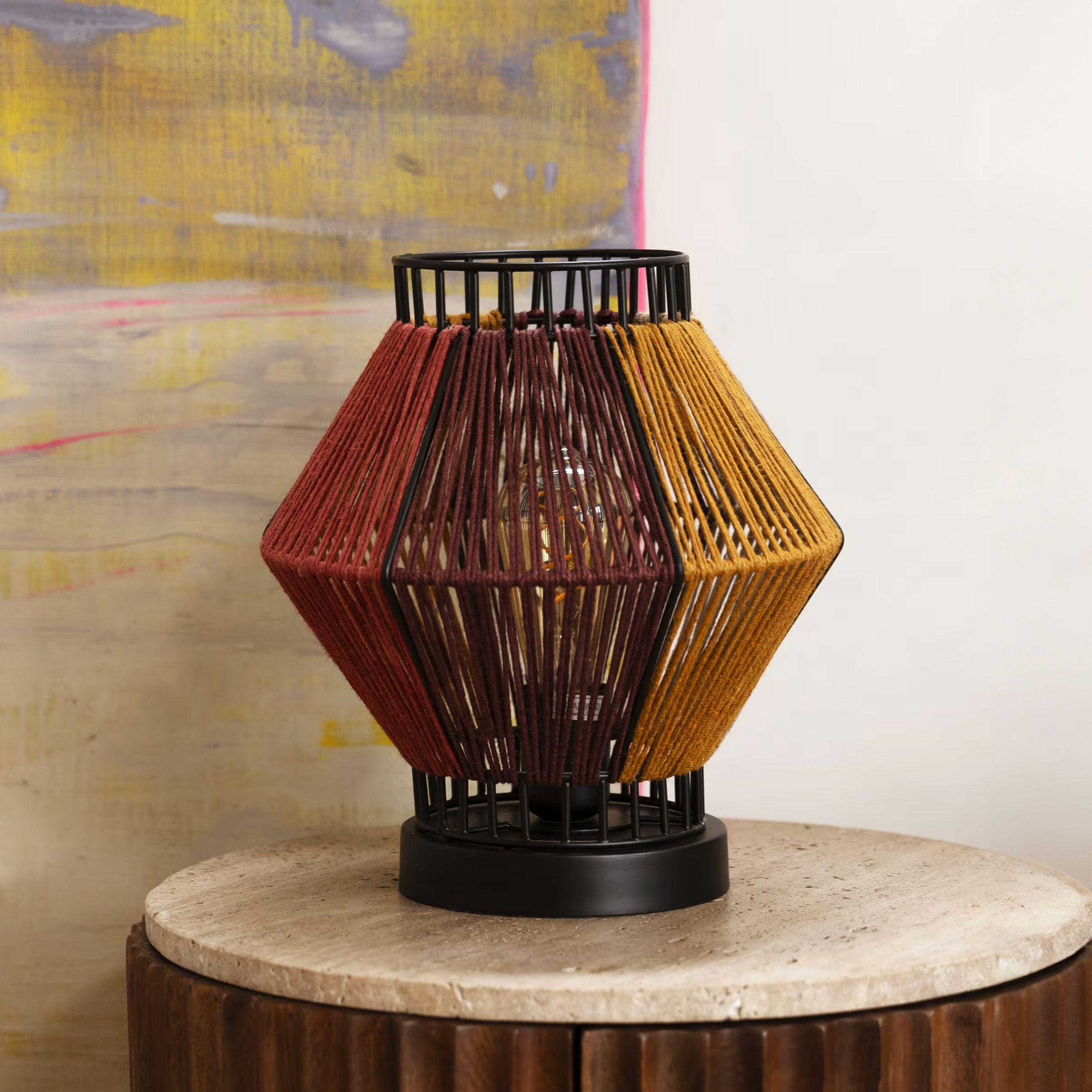 Dutchbone Tafellamp Surya Touw - Meerkleurig - 8718548074965