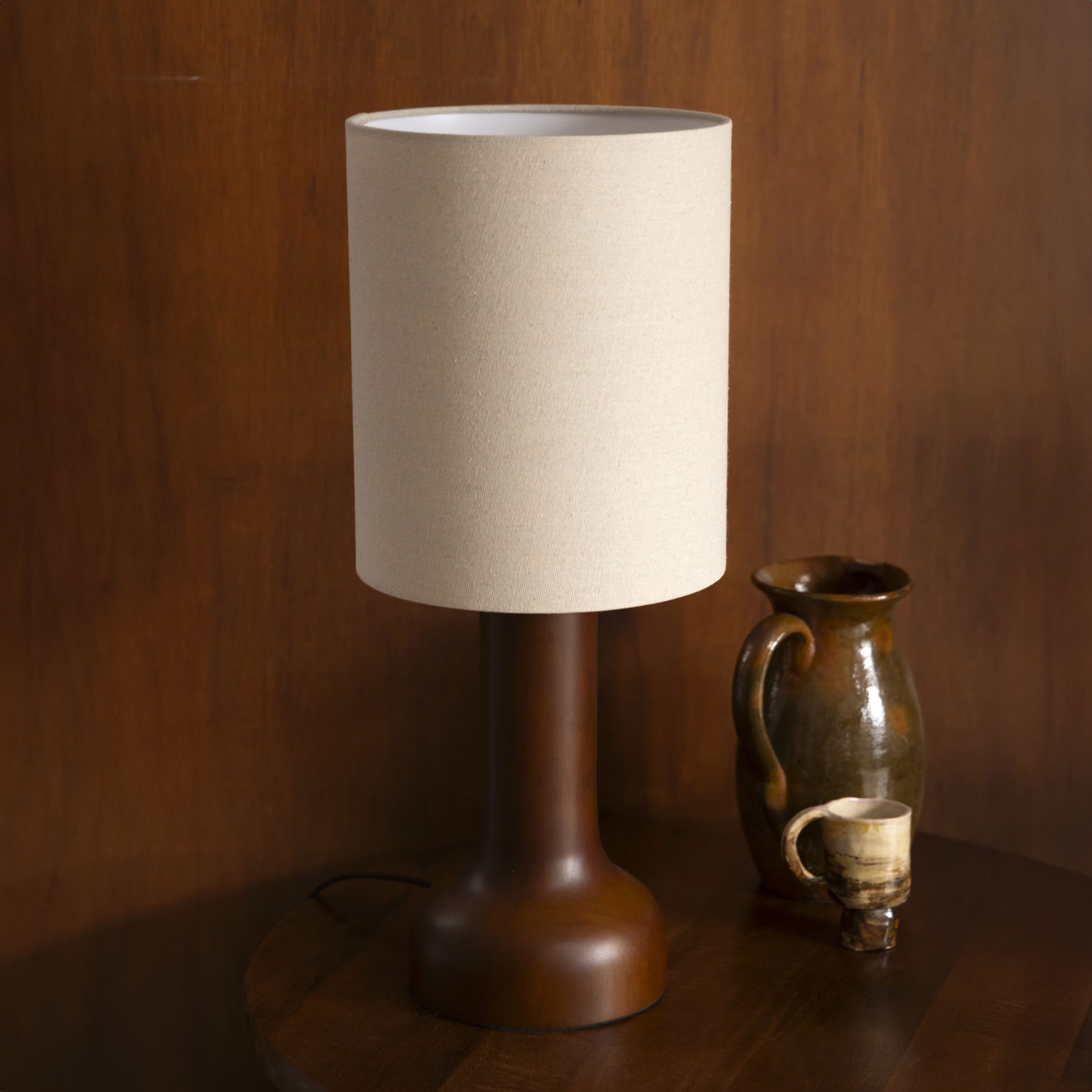 Dutchbone Tafellamp Jones Hout - Beige - 8718548084629