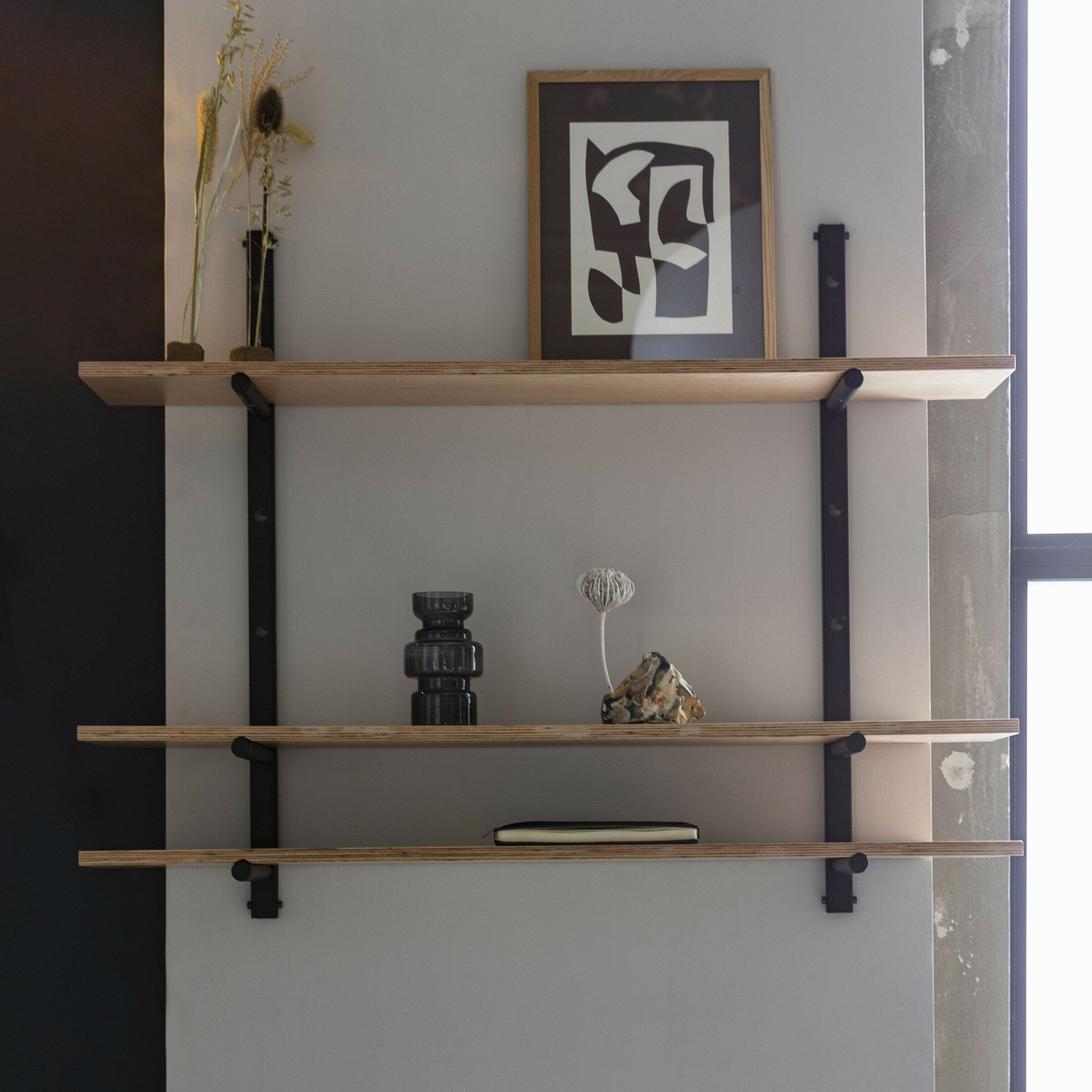 Zuiver Wandplank Bundy Met 3 planken - Naturel/Zwart - 8718548057470