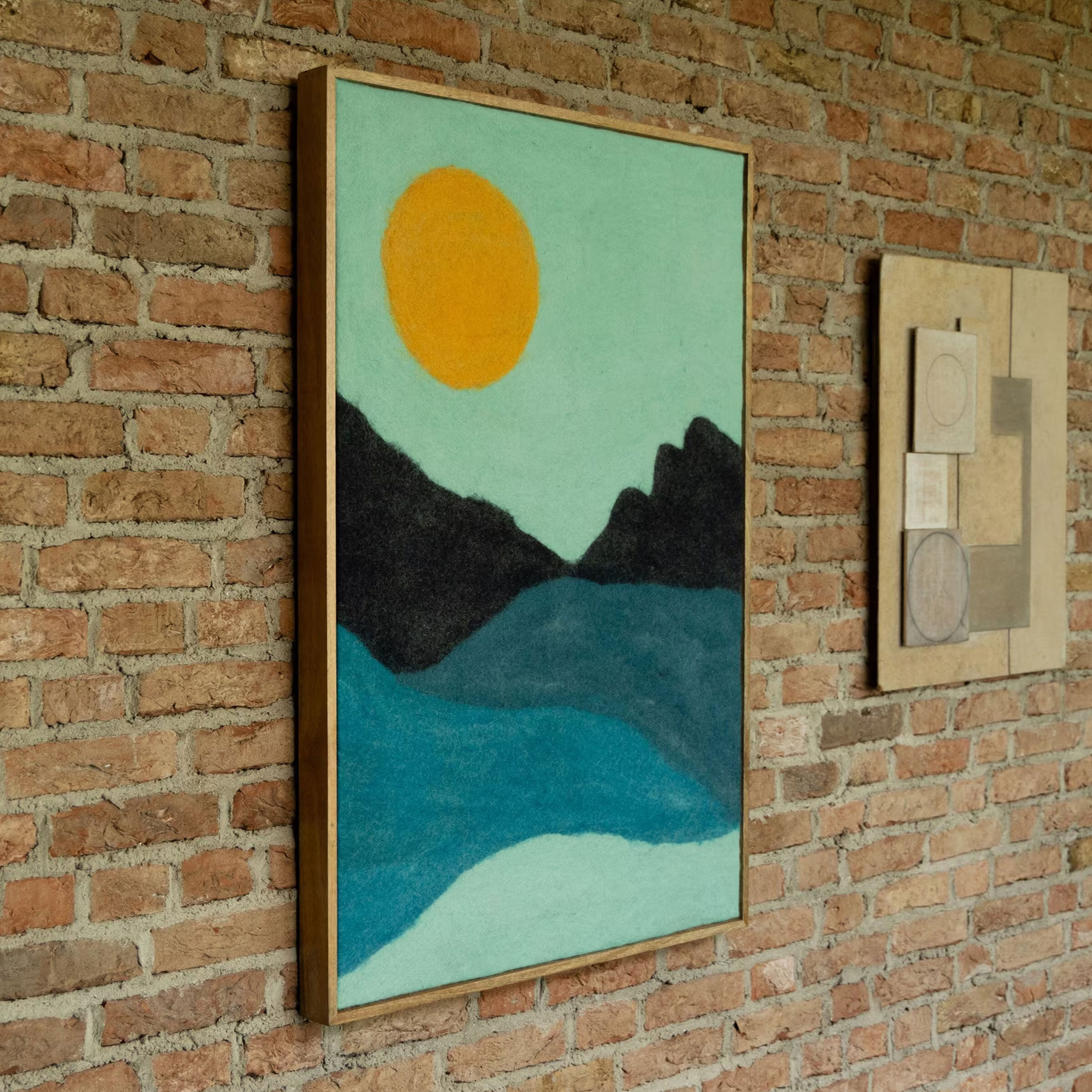 Dutchbone Wanddecoratie Gandhi Vilt, 100 x 70cm - Blauw - 8718548074408