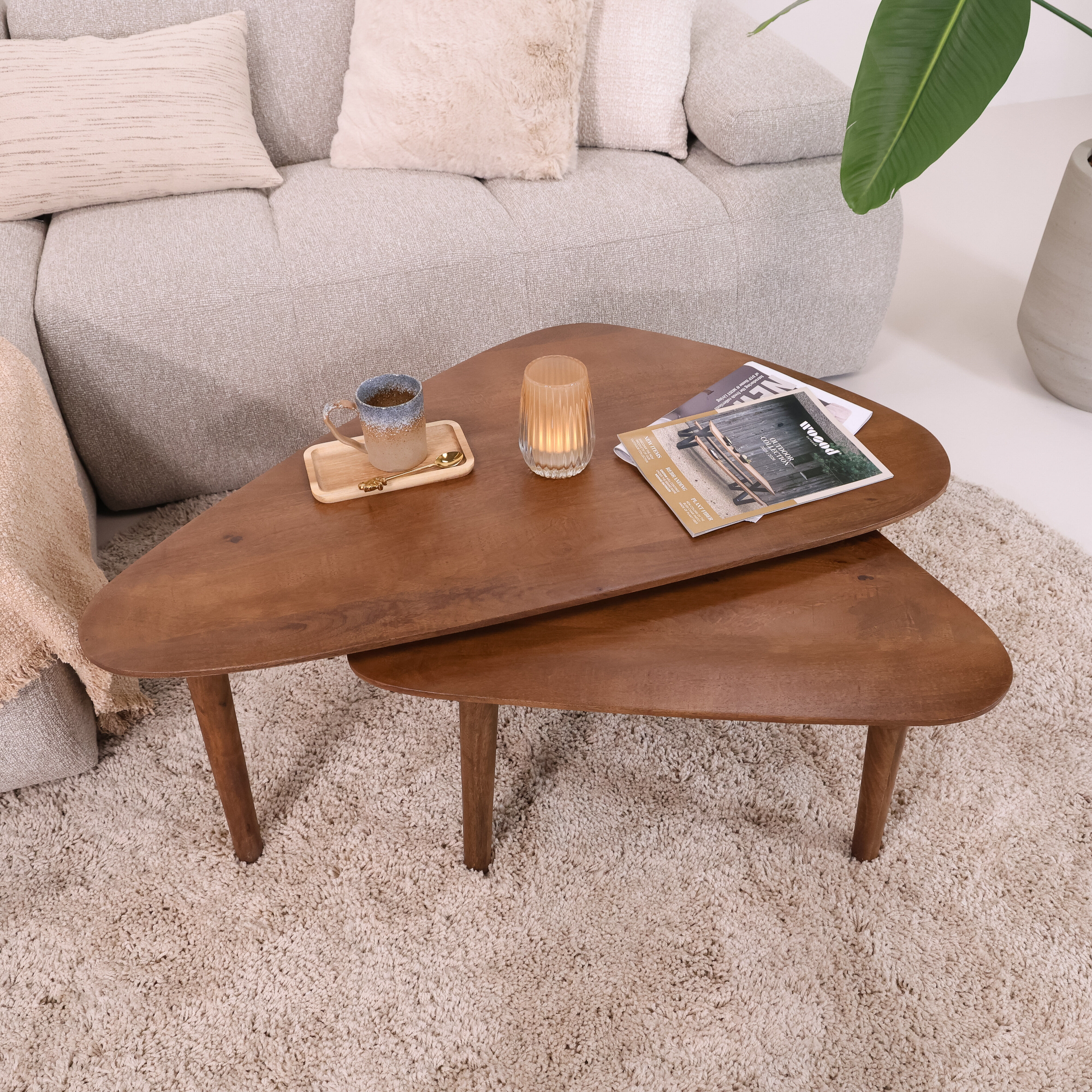 Sohome Organische Salontafel Yaden Mangohout, Set van 2 stuks - Bruin - 7439612631631