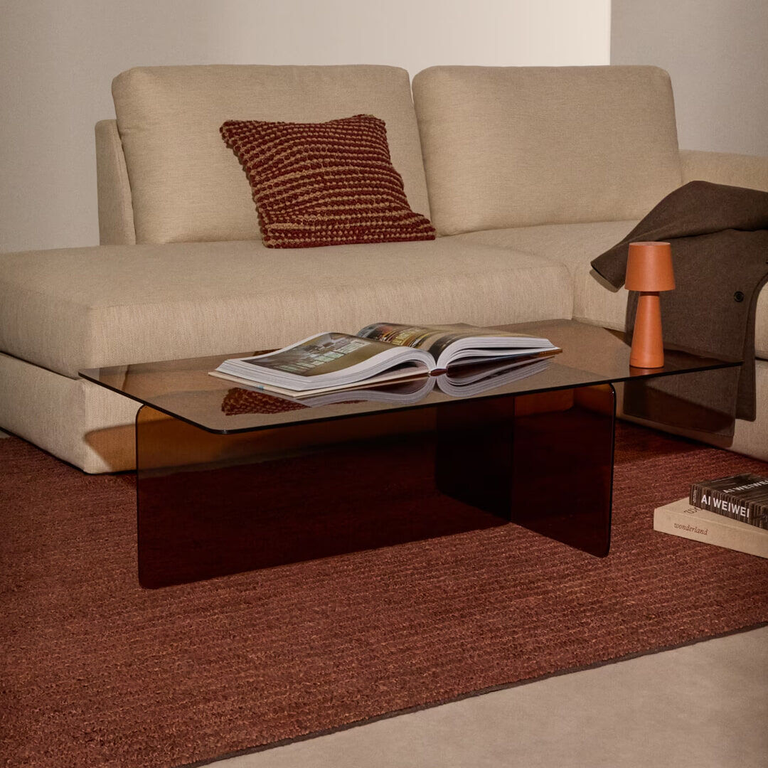 Kave Home Salontafel Zaren Bruin glas, 120 x 60cm - 8433840974668