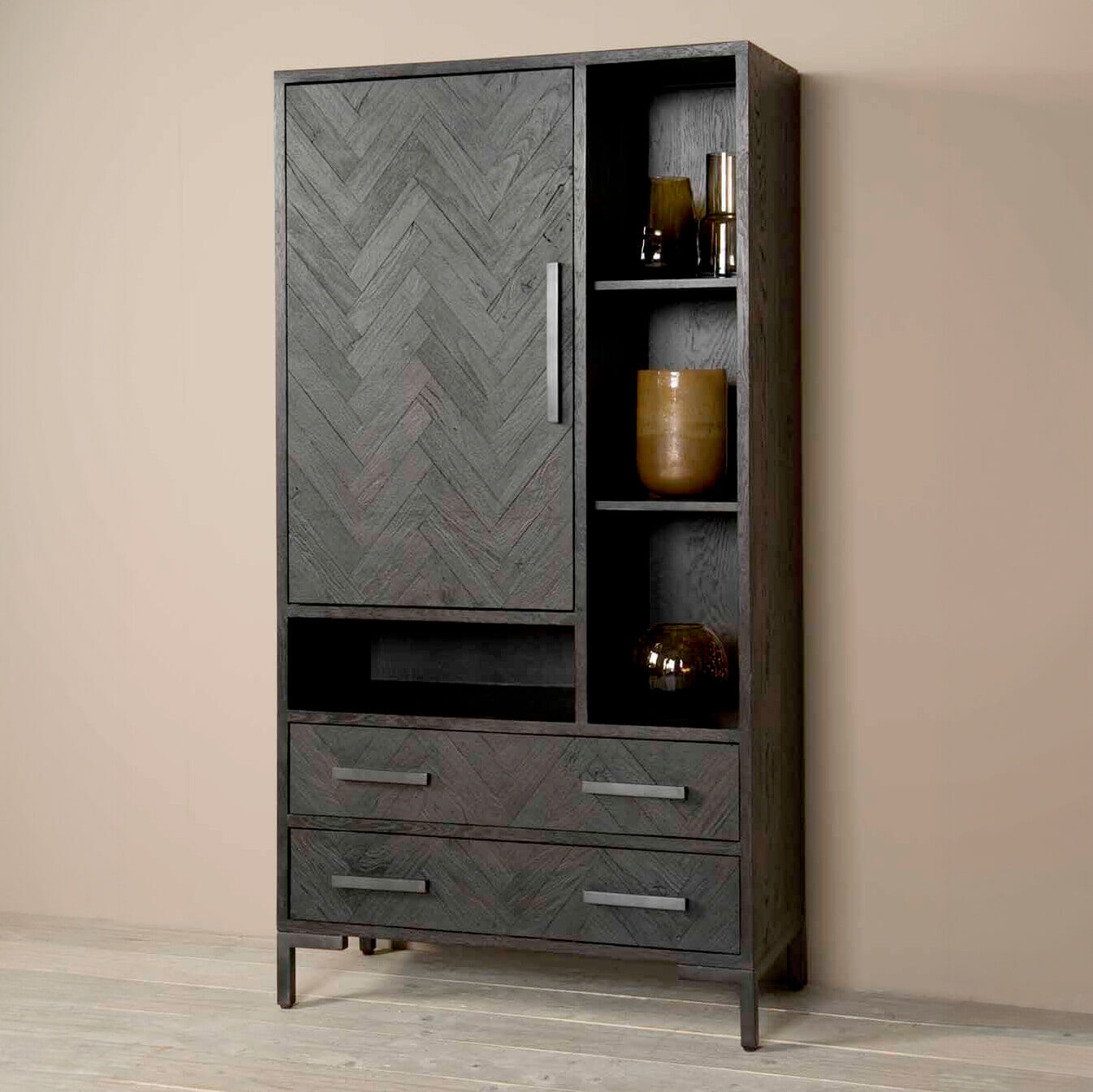 Tower Living Opbergkast Ziano Visgraat, 190 x 100cm - zwart - 9506539664368