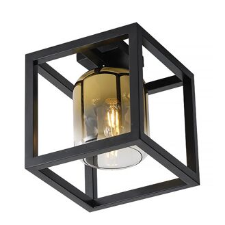 Freelight Plafondlamp Dentro B 26 cm goud glas zwart - 8720143024337