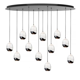Highlight Hanglamp Clear Egg ovaal 12 lichts L 140 cm helder-zwart - 8718379045226