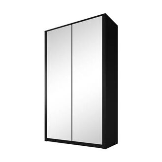 Meubella Kledingkast Malibu - Mat zwart - 113 cm - Met spiegel - 8720908734716