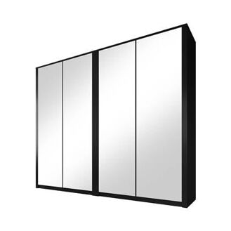 Meubella Kledingkast Malibu - Mat zwart - 226 cm - Met spiegel - 8720908734723
