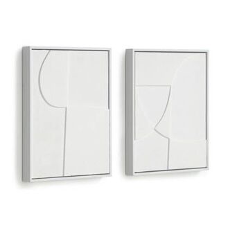 Kave Home - Set Beija met twee witte kunstwerken 32 x 42 cm - 8433840648408