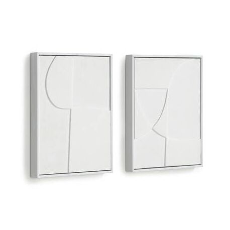 Kave Home - Set Beija met twee witte kunstwerken 32 x 42 cm - 8433840648408